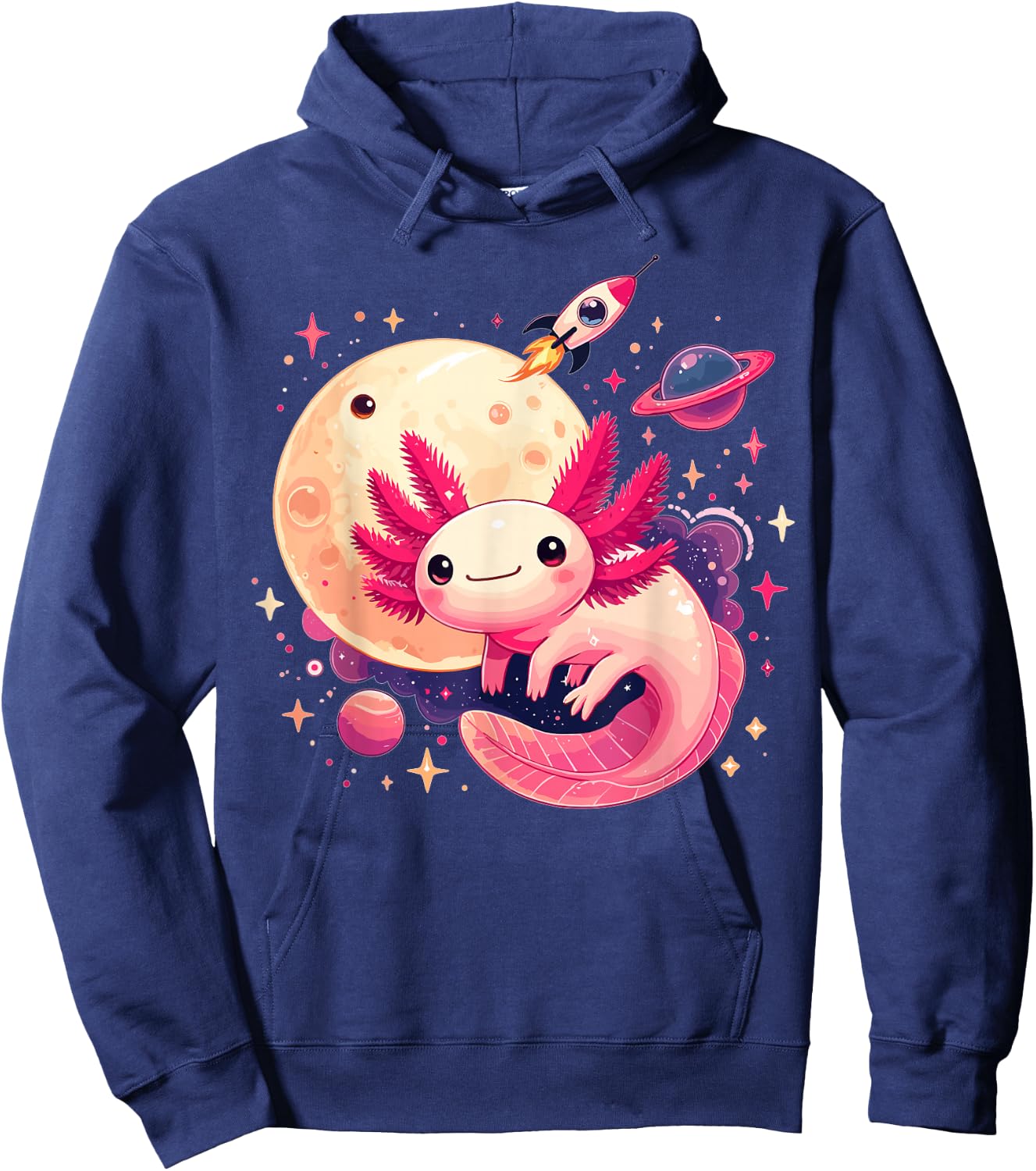 Cute Space Axolotl Kawaii Anime Pastel Goth Hoodie - Hoodie | Navy