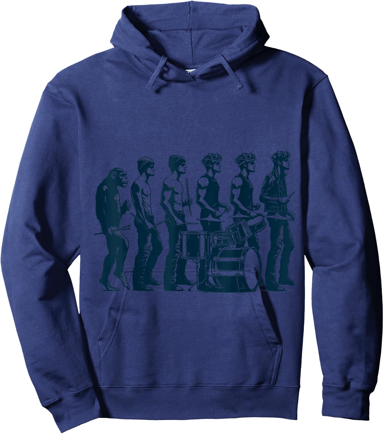 Funny Drummer Gifts Drumming Drums Evolution Of Drummer Hoodie - Hoodie | Navy