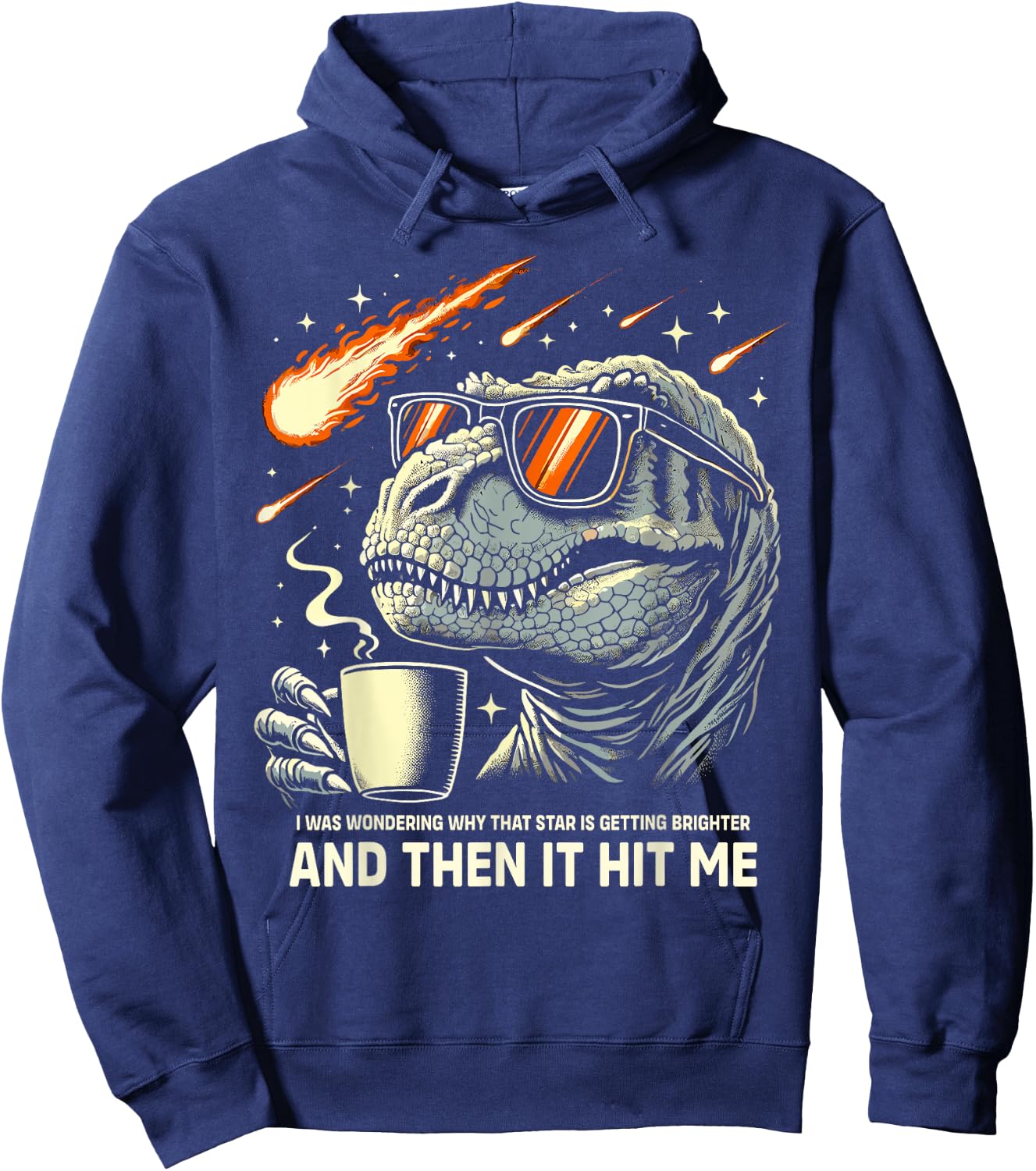 Dinosaur T-Rex Coffee Novelty Men Kids Women Funny Dinosaur Hoodie - Hoodie | Navy