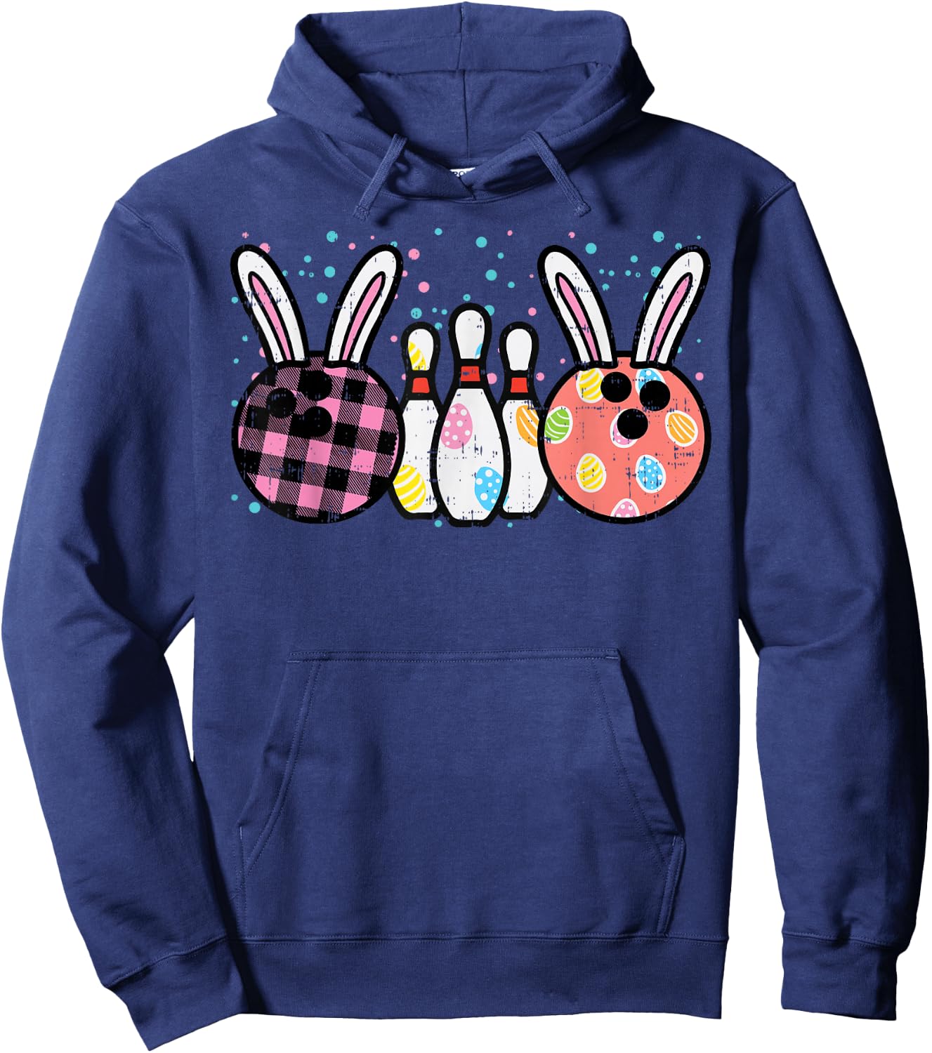 Easter Bunny Bowling Cute Spring Sport Women Girls Kids Teen Hoodie - Hoodie | Navy