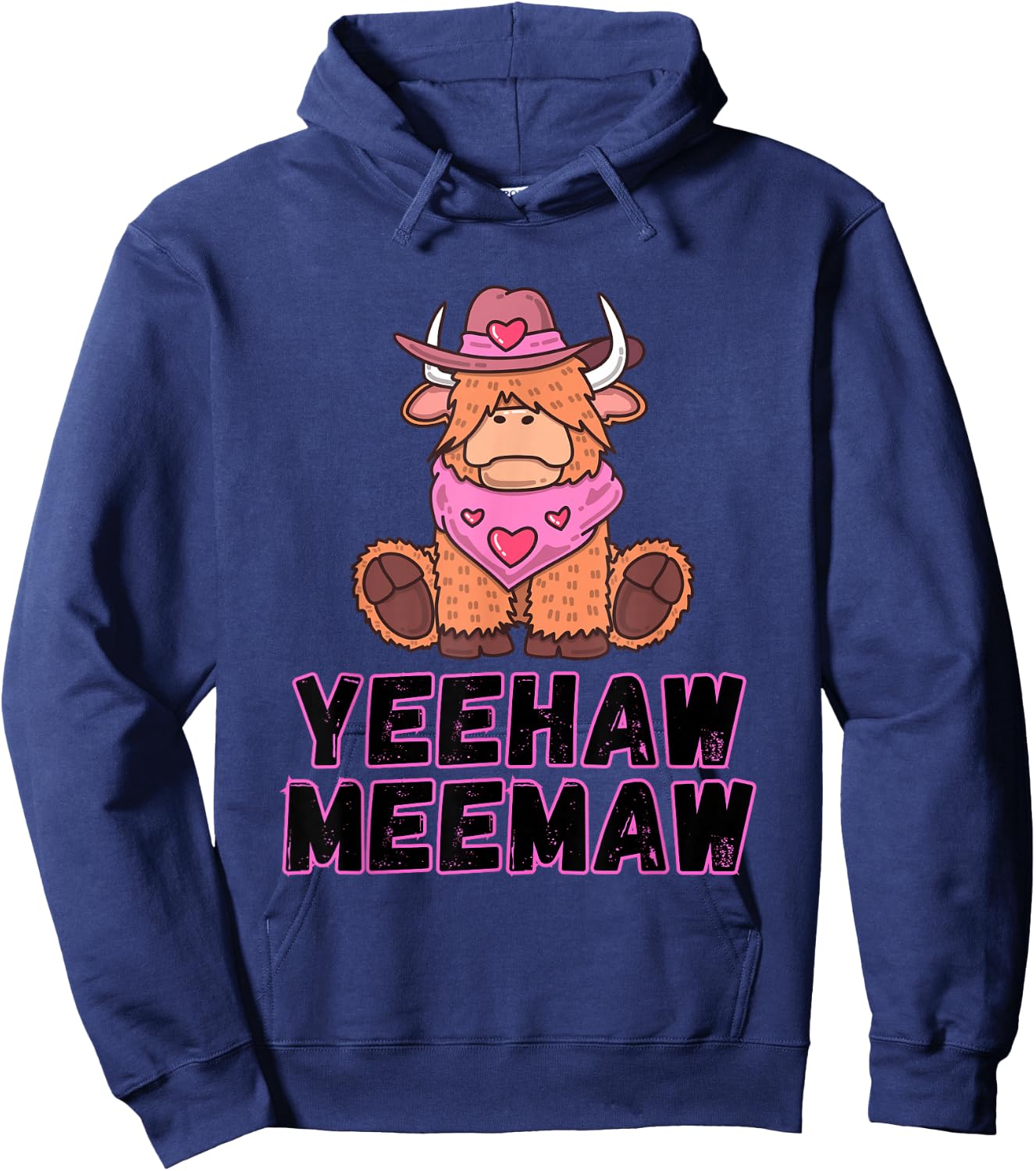 Yeehaw Meemaw Funny, Cute, Trending, Country, Cow Hoodie - Hoodie | Navy