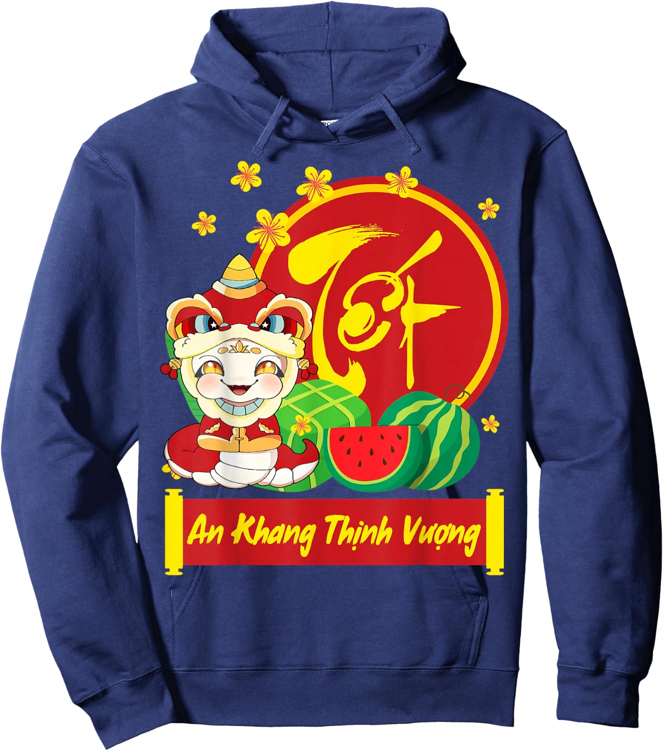 Vietnamese New Year Decorations Tet 2025 Year Of The Snake Hoodie - Hoodie | Navy