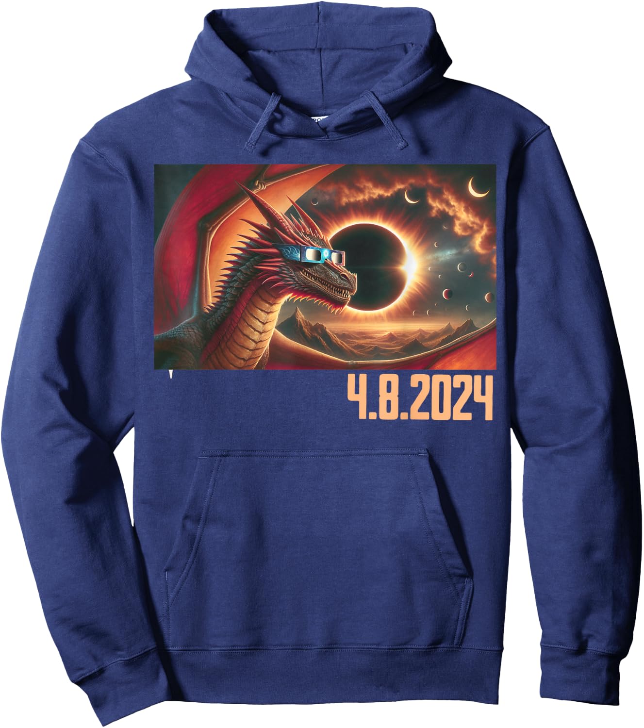 Dragon Eclipse Watcher: Total Solar Eclipse 2024 Photography Hoodie - Hoodie | Navy