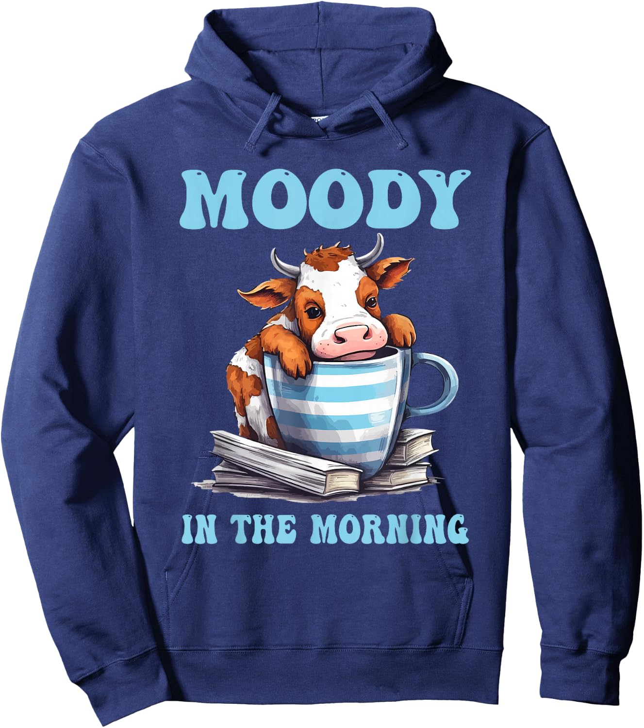 Moody In The Morning Cow Lover Funny Animal Hoodie - Hoodie | Navy