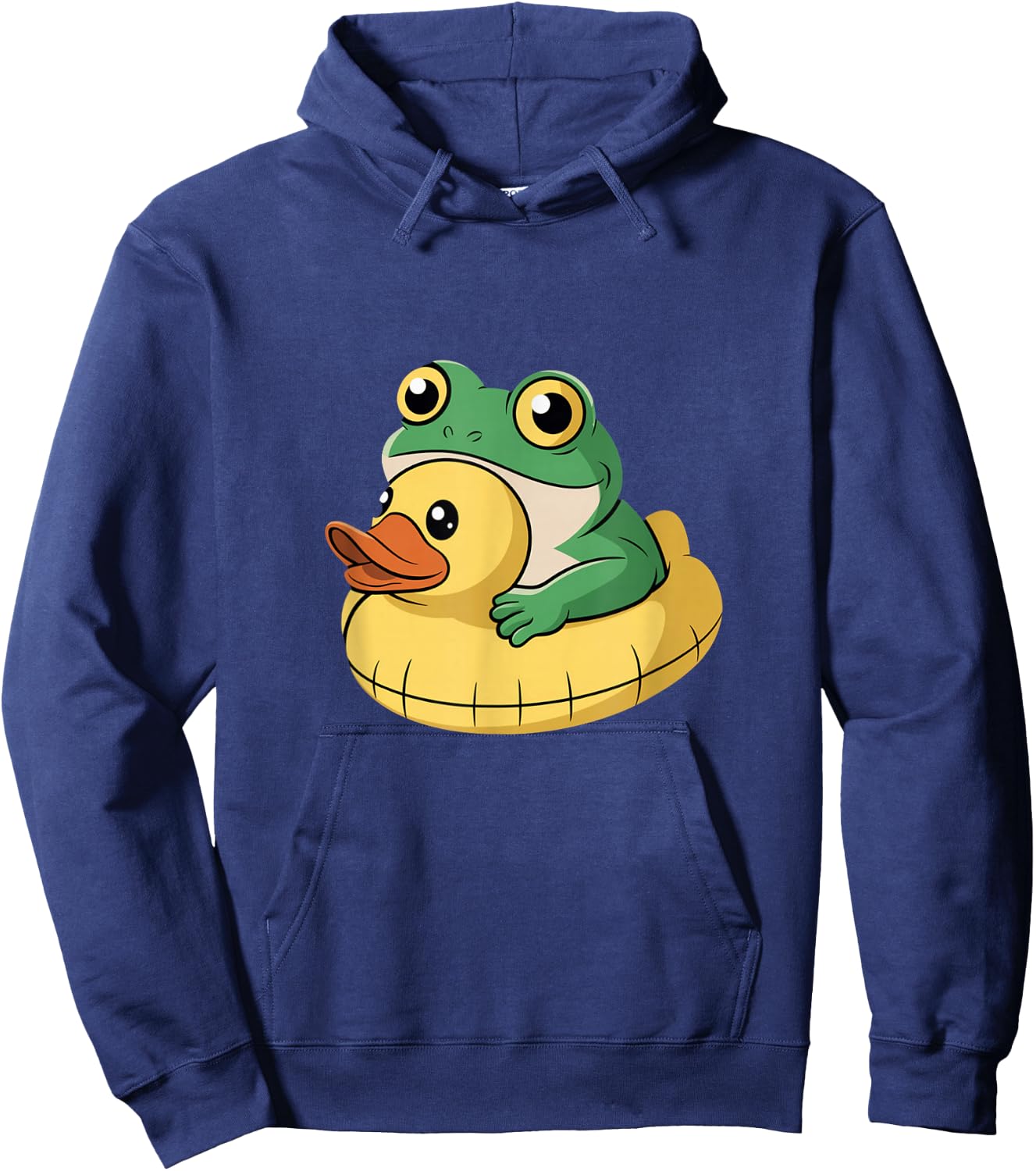 Frog with Duck Float Cute Vacation Beach Pool Humor Hoodie - Hoodie | Navy