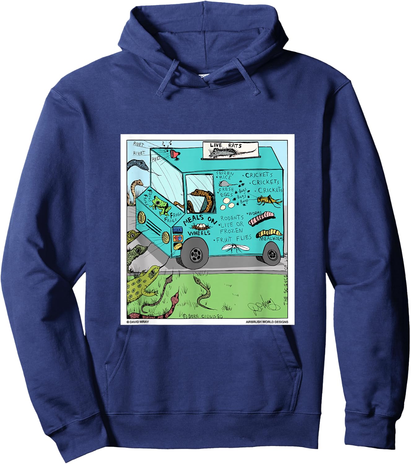 Snakes Lizards Reptile Snacks Food Truck Funny Novelty Gift Hoodie - Hoodie | Navy