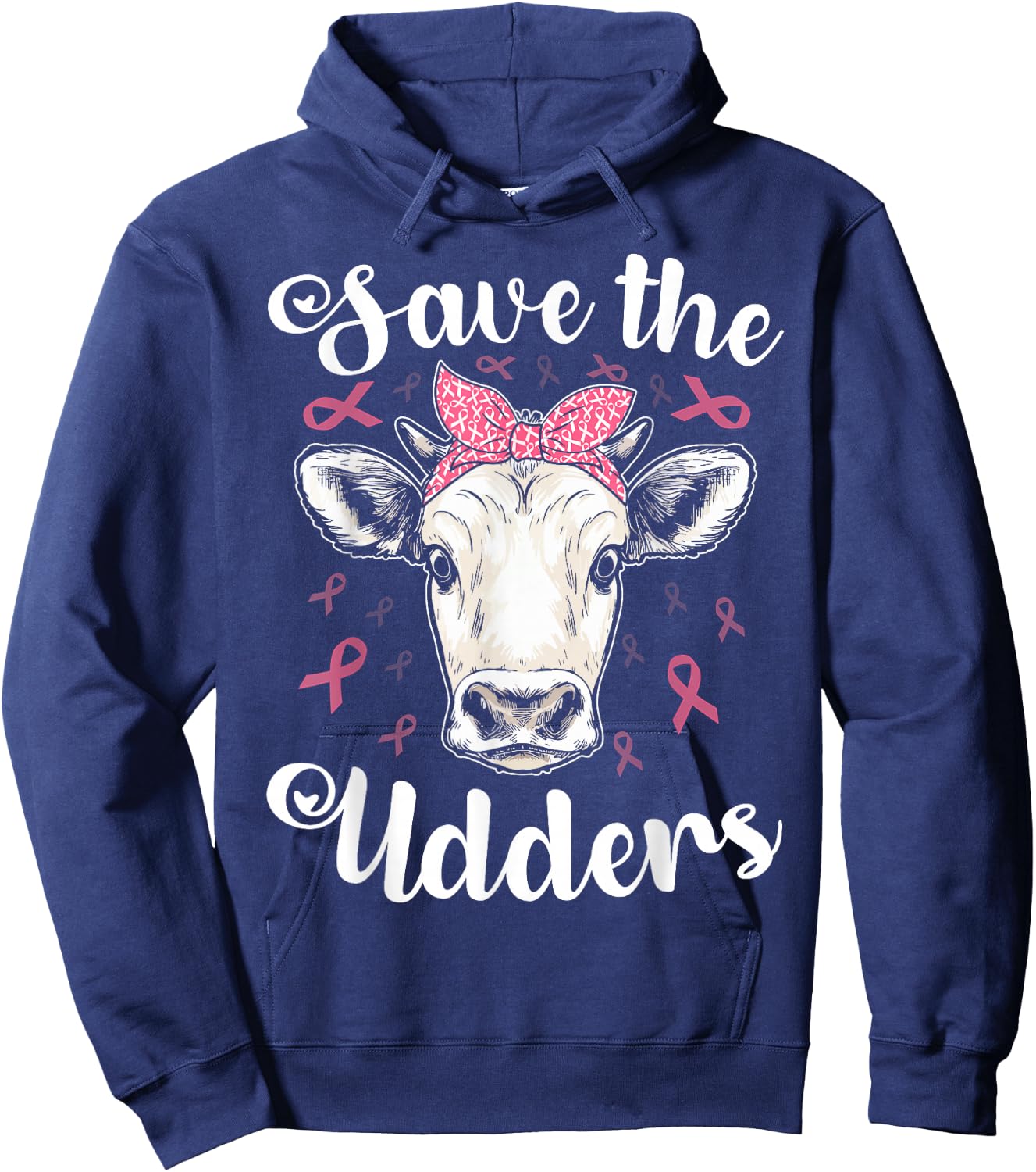 Save the udders cow support breast cancer awareness funny Hoodie - Hoodie | Navy