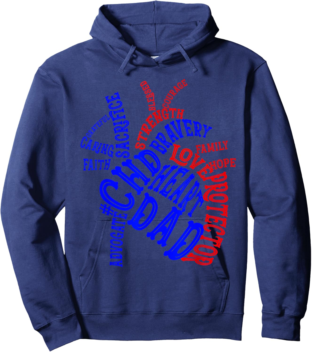 Heart Dad CHD Congenital Heart Defect Awareness Month Ribbon Hoodie - Hoodie | Navy