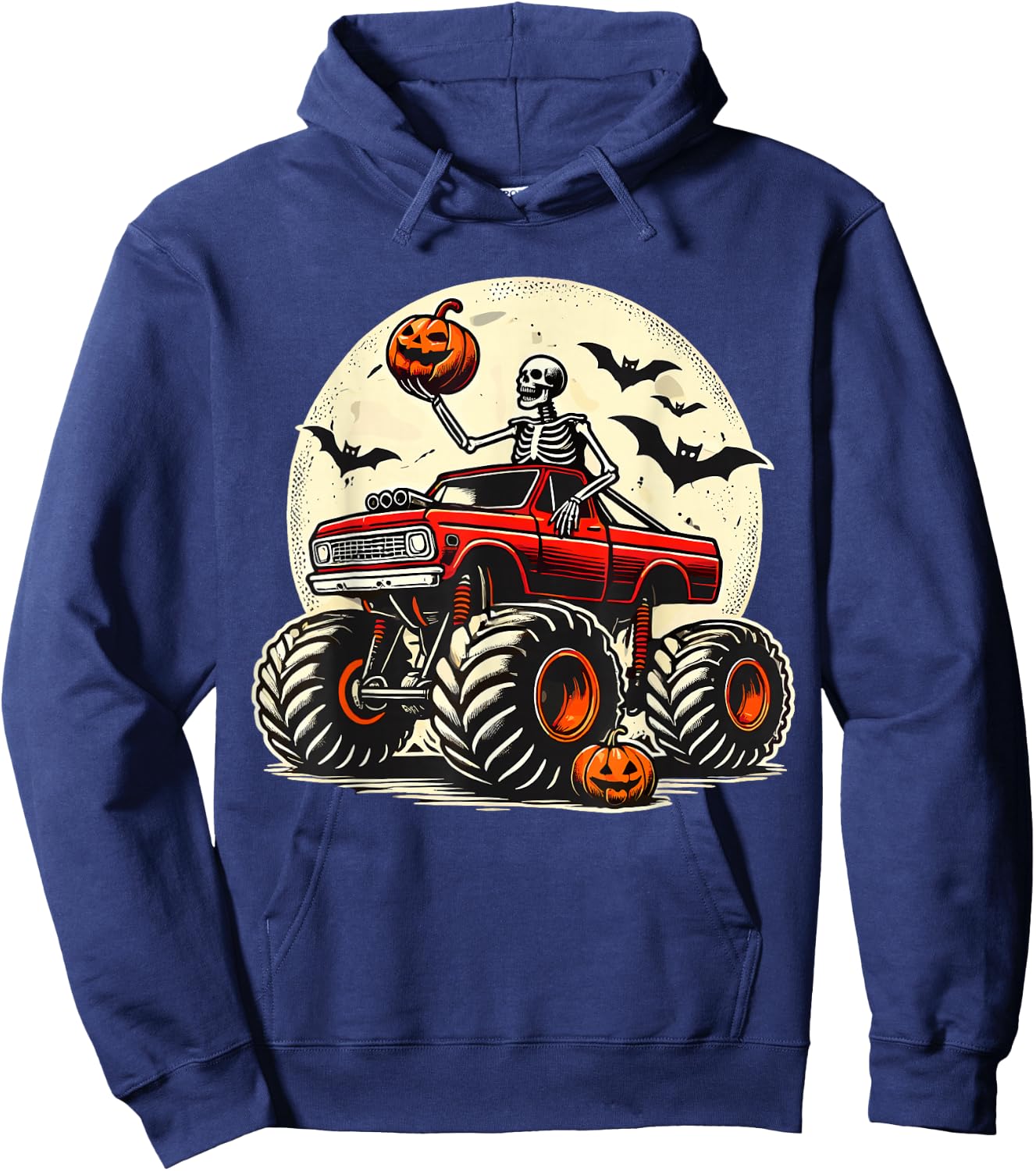 Monster Truck Skeleton Halloween Hoodie - Hoodie | Navy