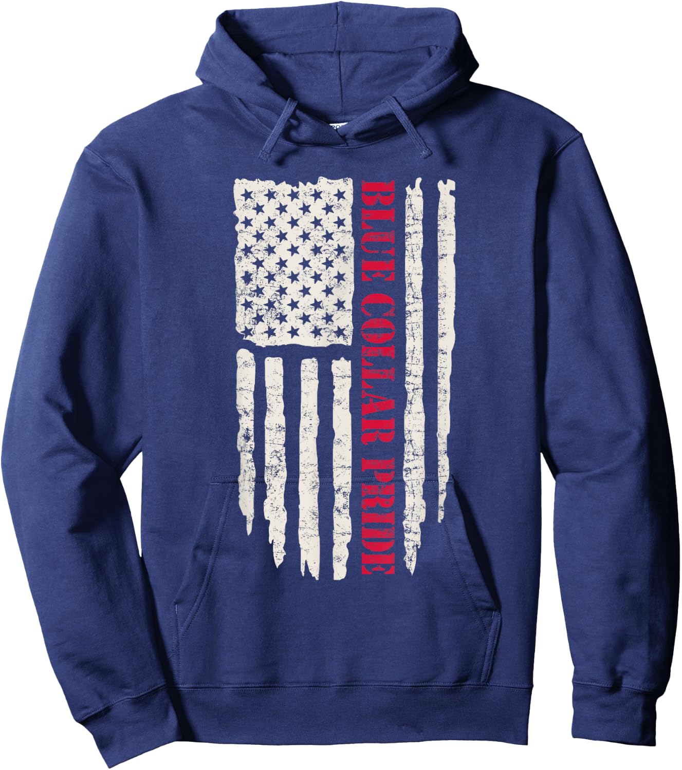 Patriotic Workman US Flag Worker Proud Blue Collar Pride Hoodie - Hoodie | Navy