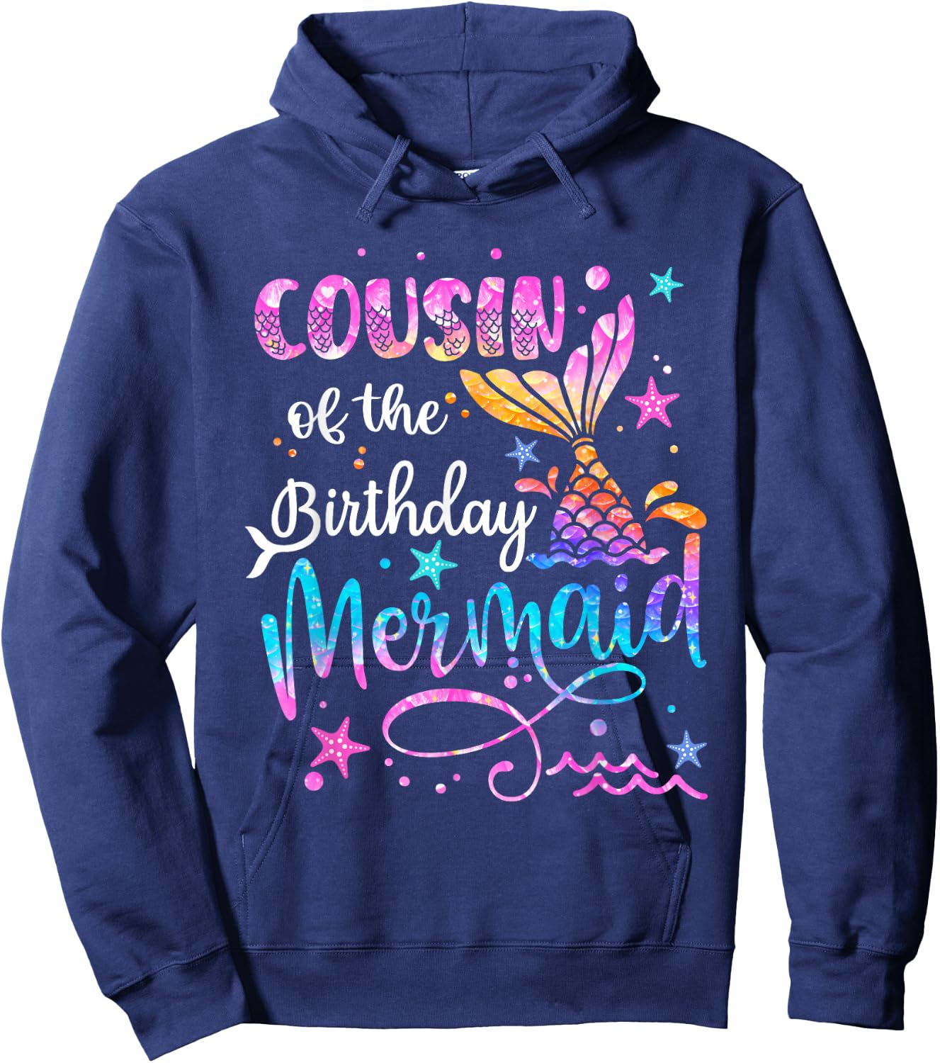 Cousin Of The Birthday Mermaid Matching Family 1st Birthday Hoodie - Hoodie | Navy