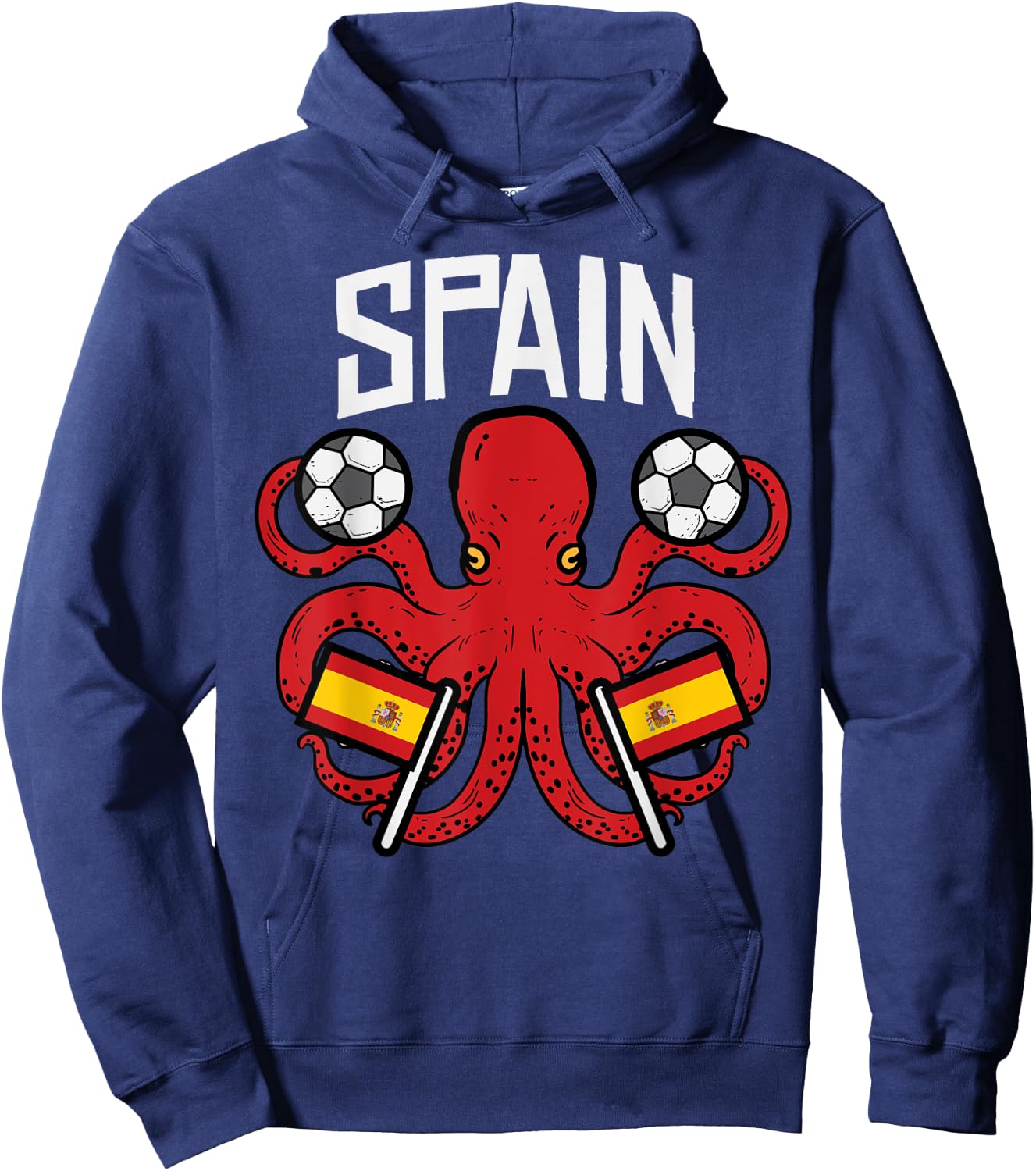 Spain Octopus Spanish Flag Soccer Fan Men Women Kids Boys Hoodie - Hoodie | Navy