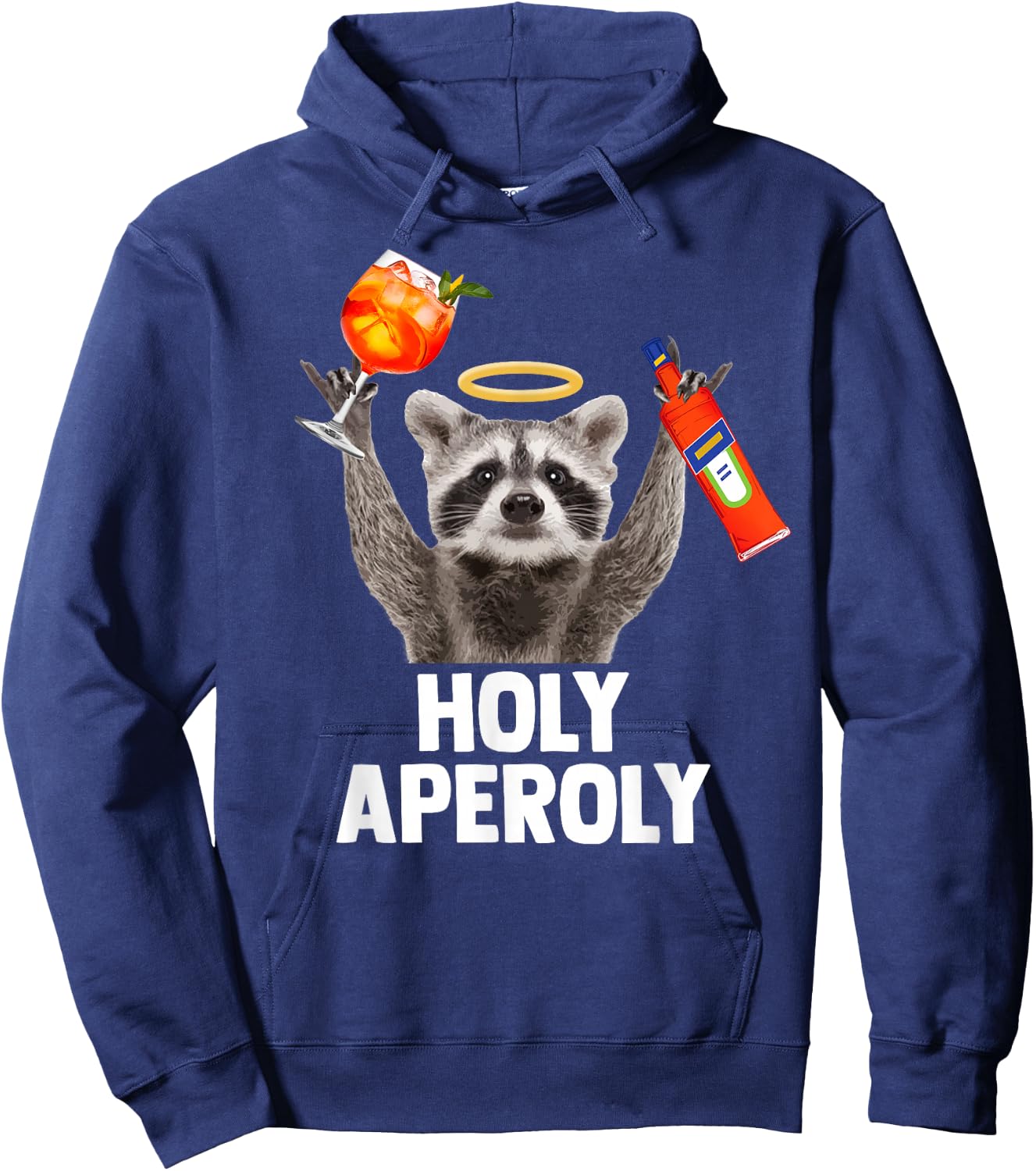 HOLY APEROLY X Raccoon Meme Racoon X Aperoli Pedro Spritz , black Hoodie - Hoodie | Navy