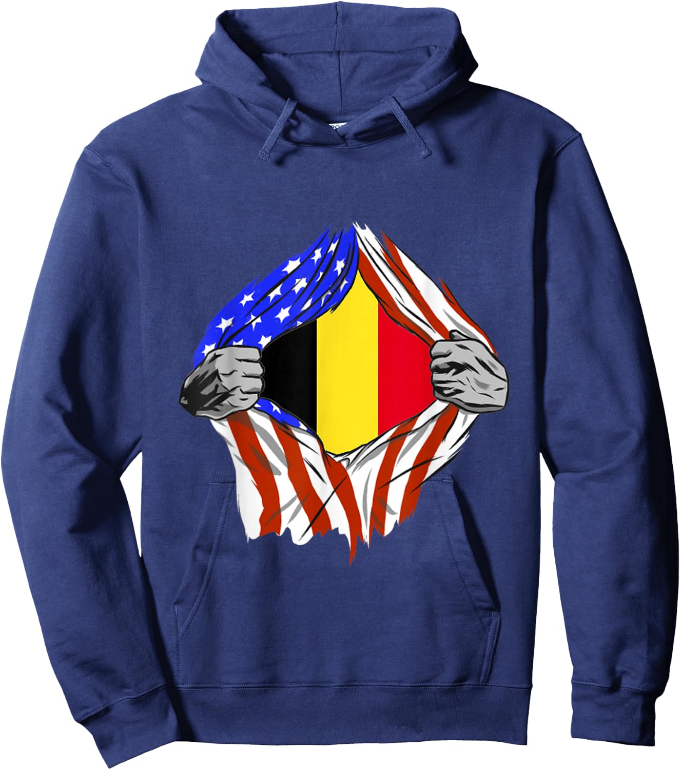 Belgium Flag Chest America USA Belgian Pride Belgian Roots Hoodie - Hoodie | Navy