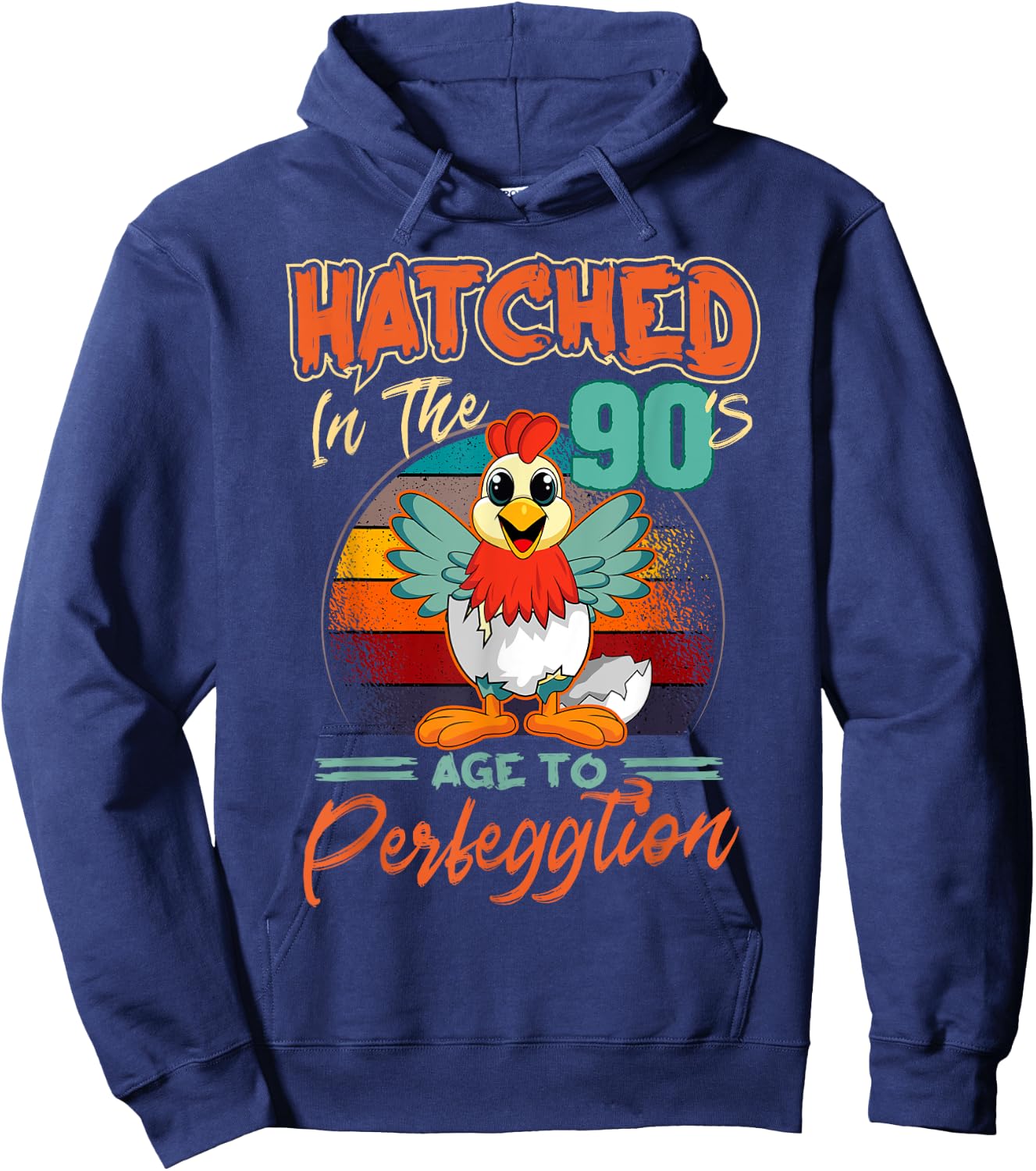 Chicken 90th Birthday Perfeggtion Chick Barnyard Farm Barn Hoodie - Hoodie | Navy