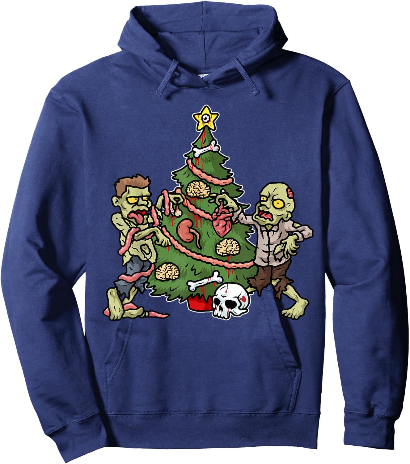 Christmas Zombie Shirt Kids Christmas Tree Gift Men Zombies Hoodie - Hoodie | Navy