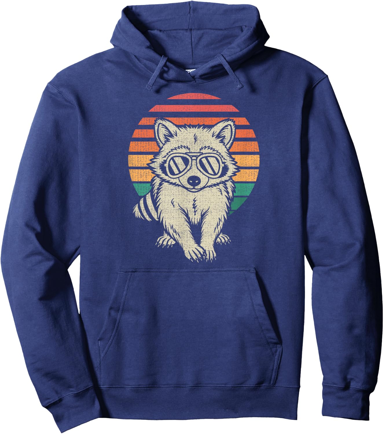 Funny Raccoon Lover Animal Retro 70s Hoodie - Hoodie | Navy