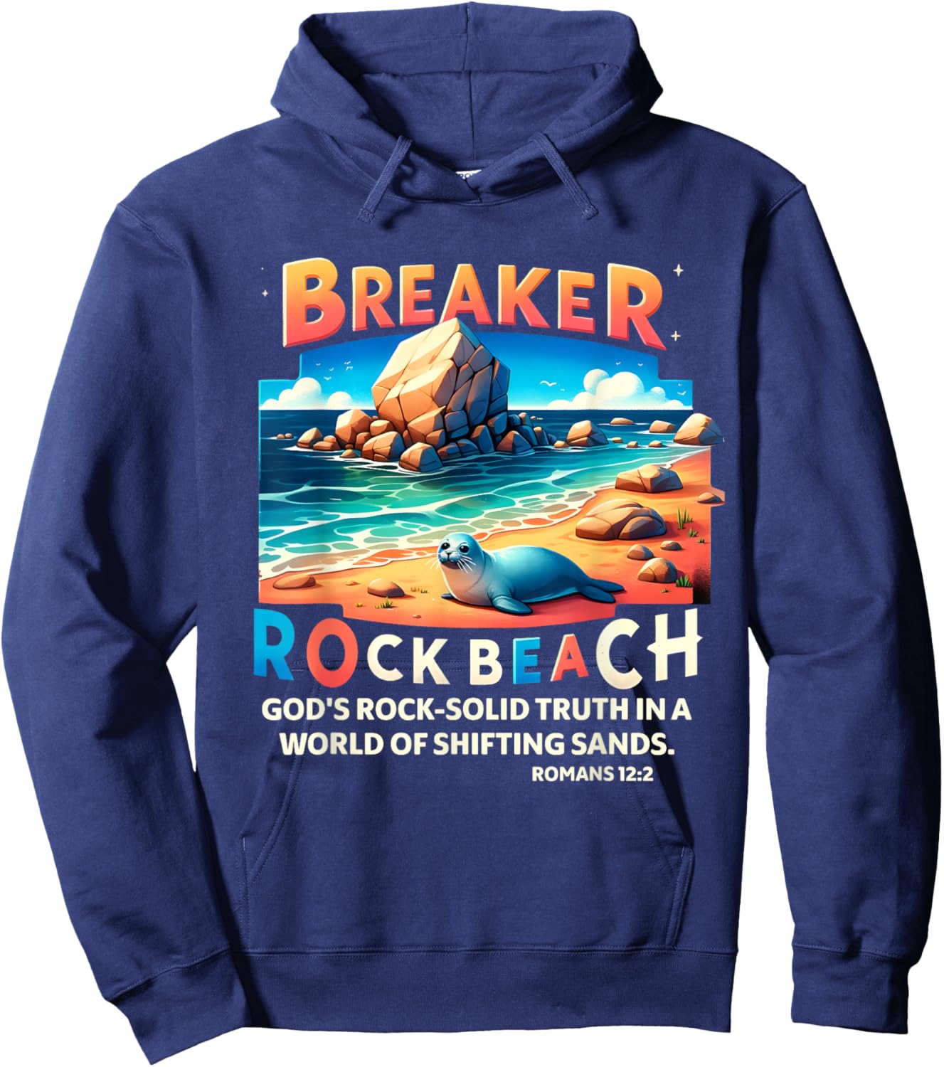 Breaker Rock Beach Christian God's Rock-Solid Truth VBS 2024 Men Women Girls Kids Hoodie - Hoodie | Navy