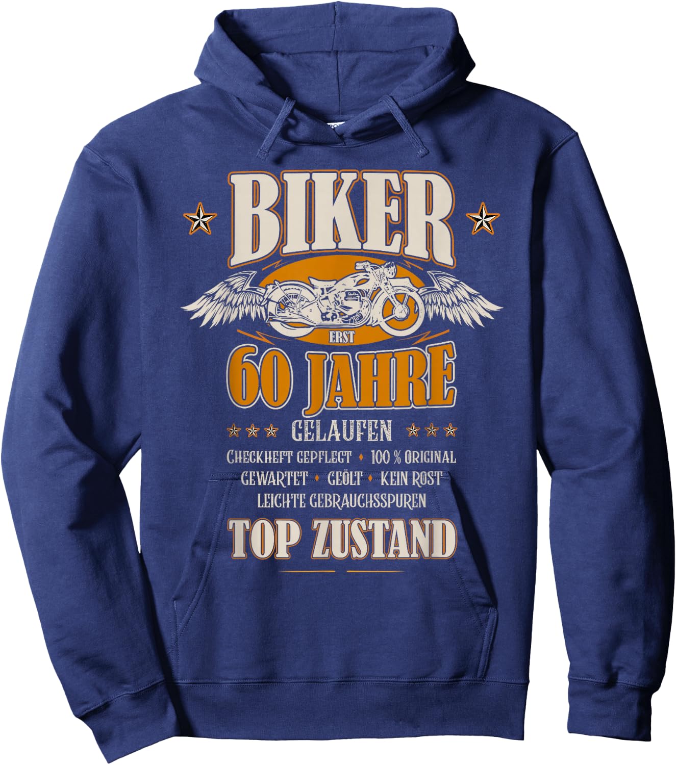 60th Birthday Biker Motorcycle Man Gift Funny , black, s Hoodie - Hoodie | Navy