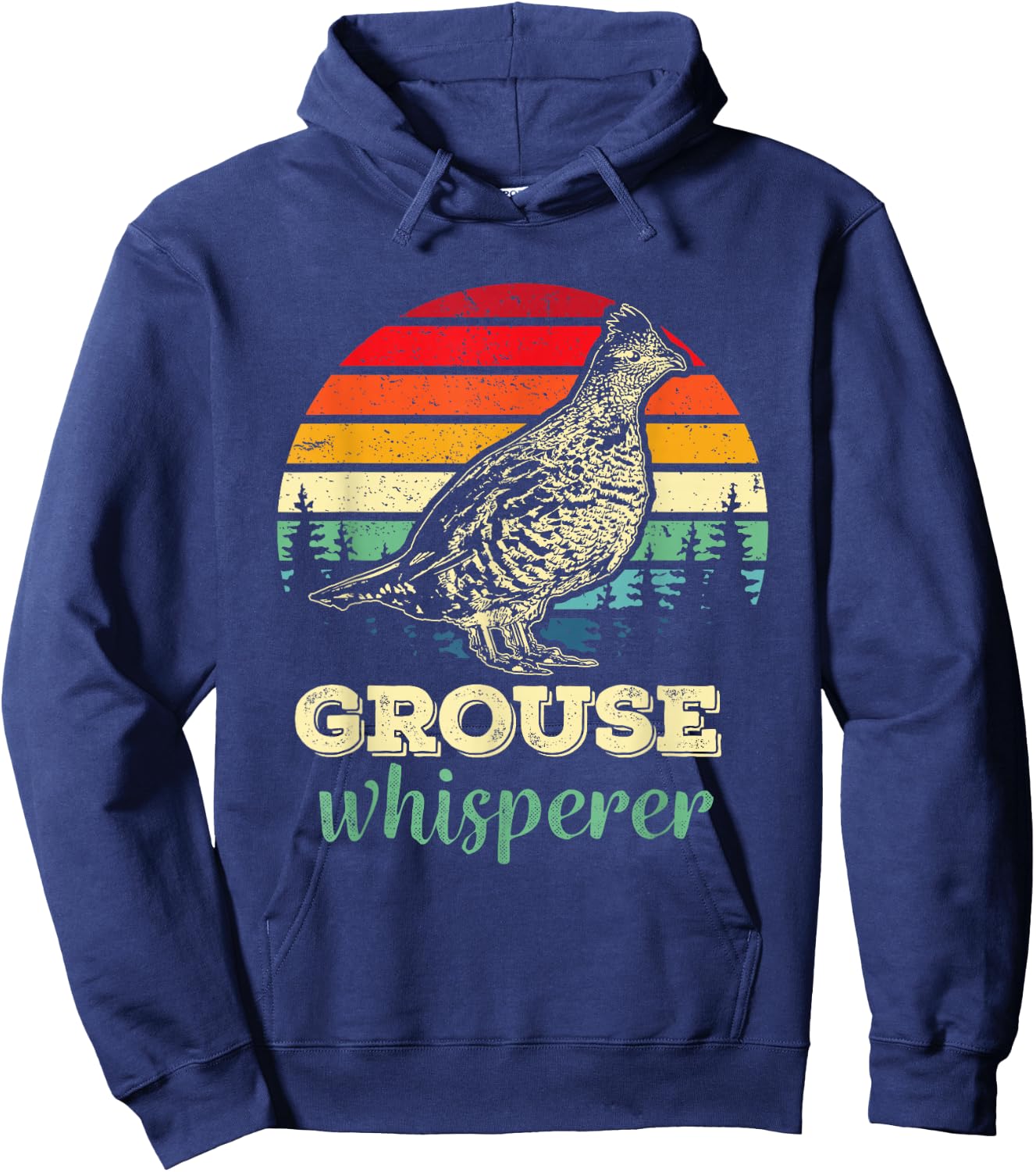Retro Ruffed Grouse Whisperer Bird Hunting Birding Hoodie - Hoodie | Navy