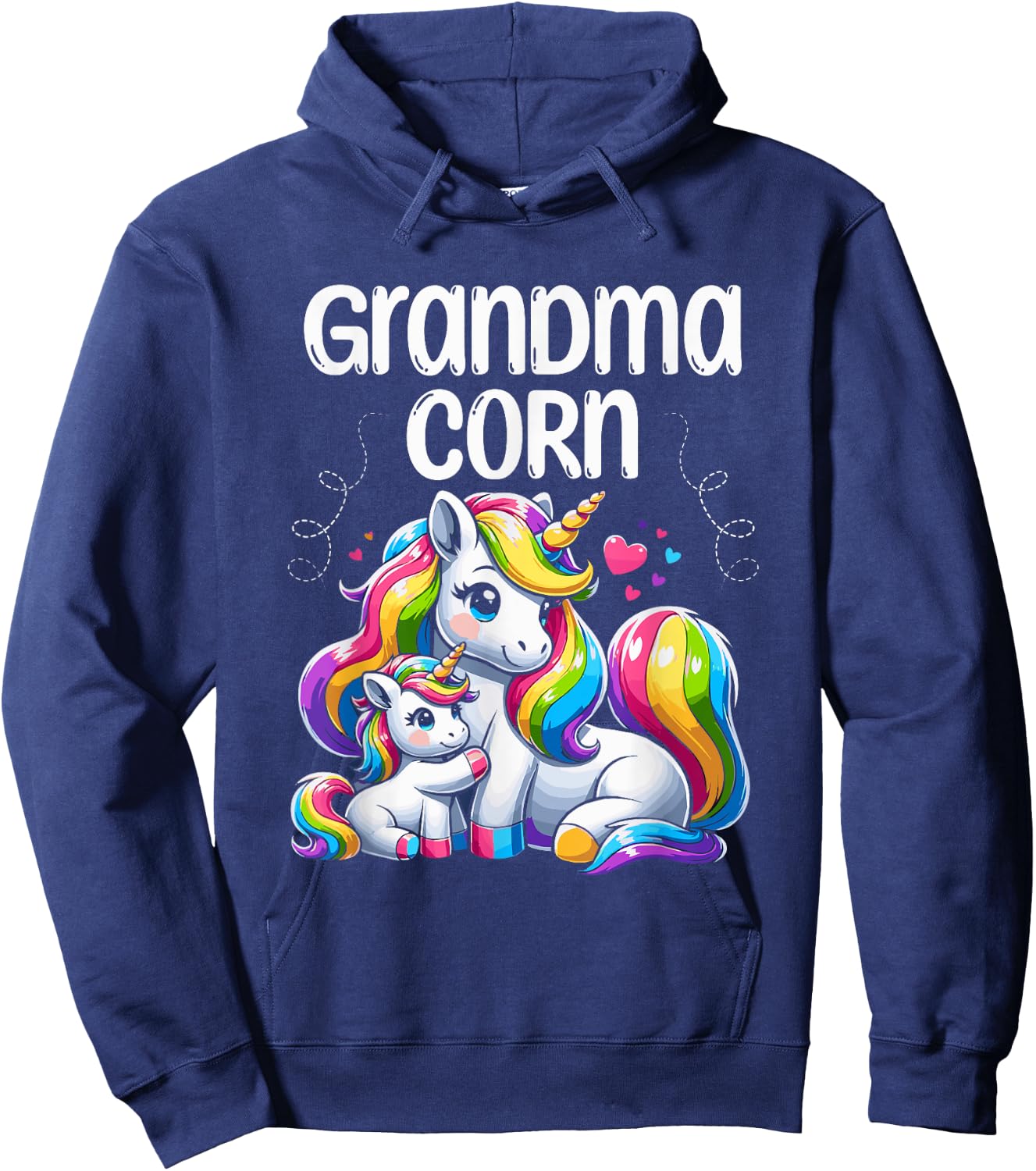Grandma Corn Unicorn Mythical Creature Unicorns Grandmother Hoodie - Hoodie | Navy