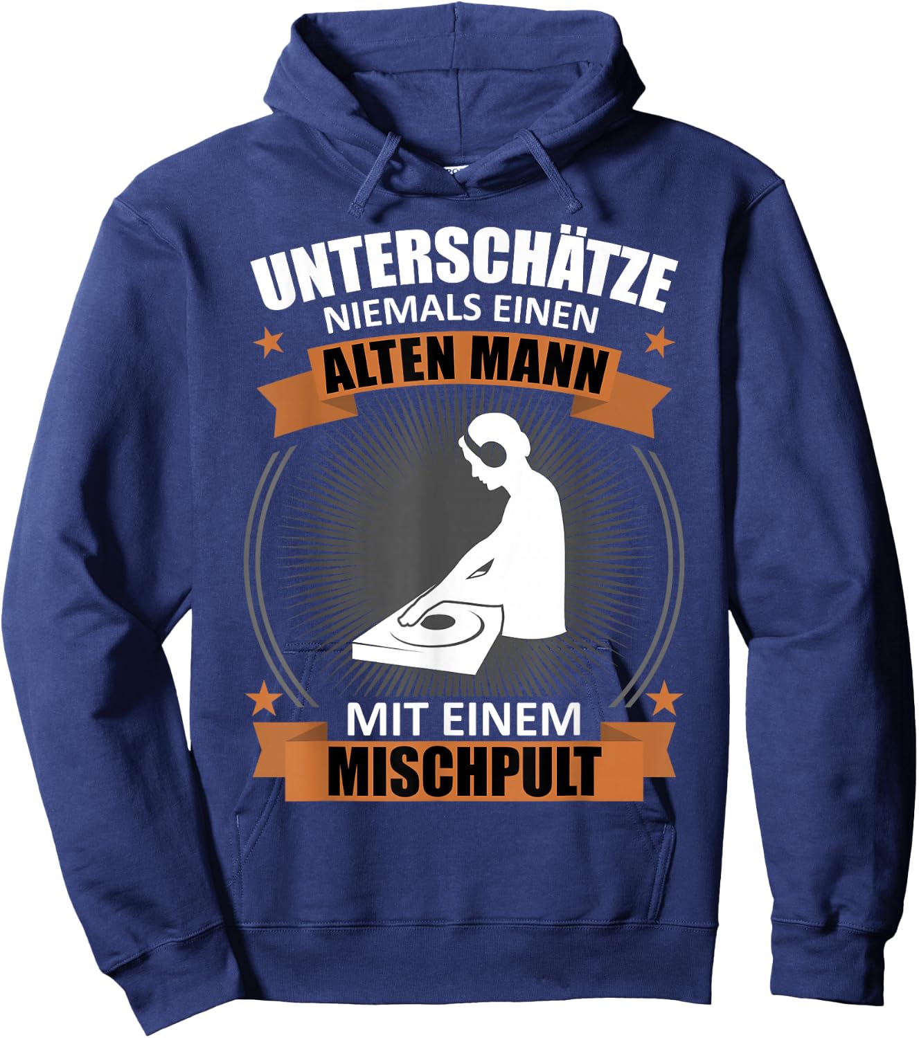 Men's DJ Mixing Console Turntable Old Man Saying Funny Musician , black Hoodie - Hoodie | Navy