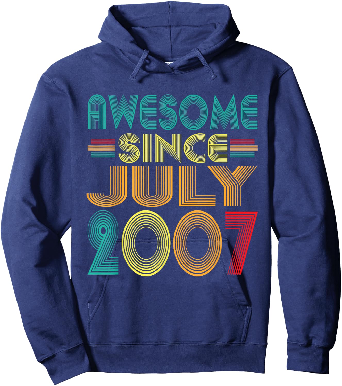 Awesome Since July 2007 Years 19th Bday Funny Vintage Hoodie - Hoodie | Navy