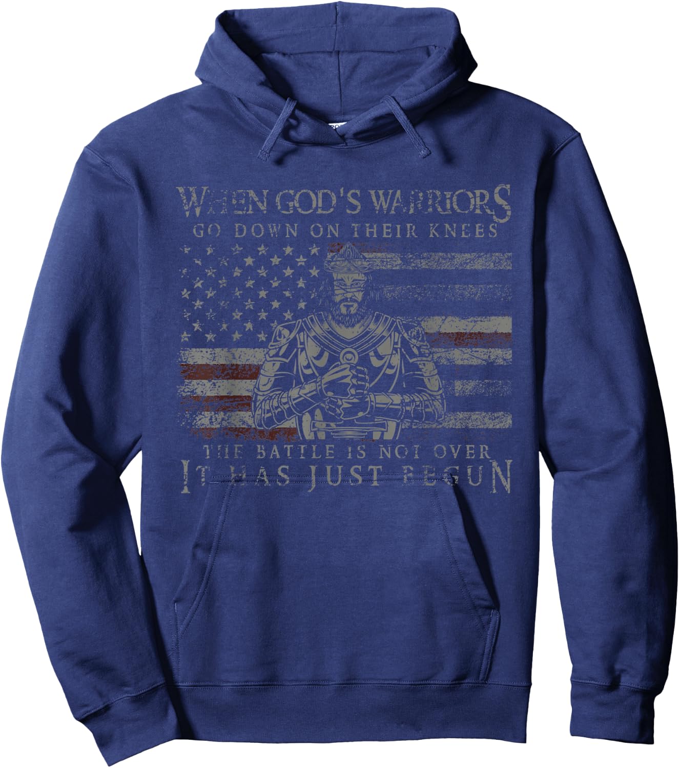 The Battle Is Not Over It Had Just Begun USA Flag Prayer Women Men Hoodie - Hoodie | Navy