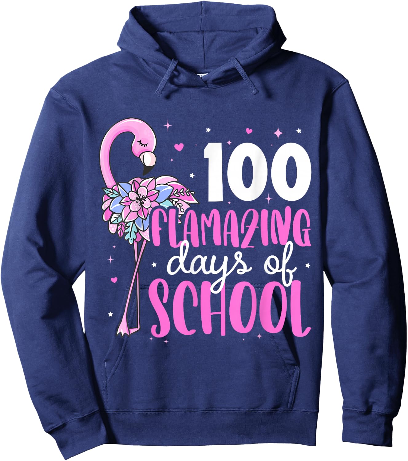 100 Flamazing Days of School Flamingo 100th Day of School Hoodie - Hoodie | Navy
