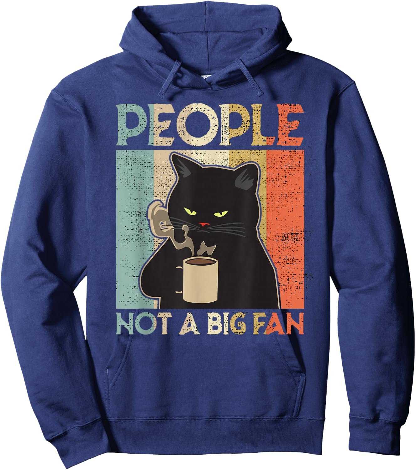 People not a Big Fan Bear Coffee Vintage Retro Gift Hoodie - Hoodie | Navy