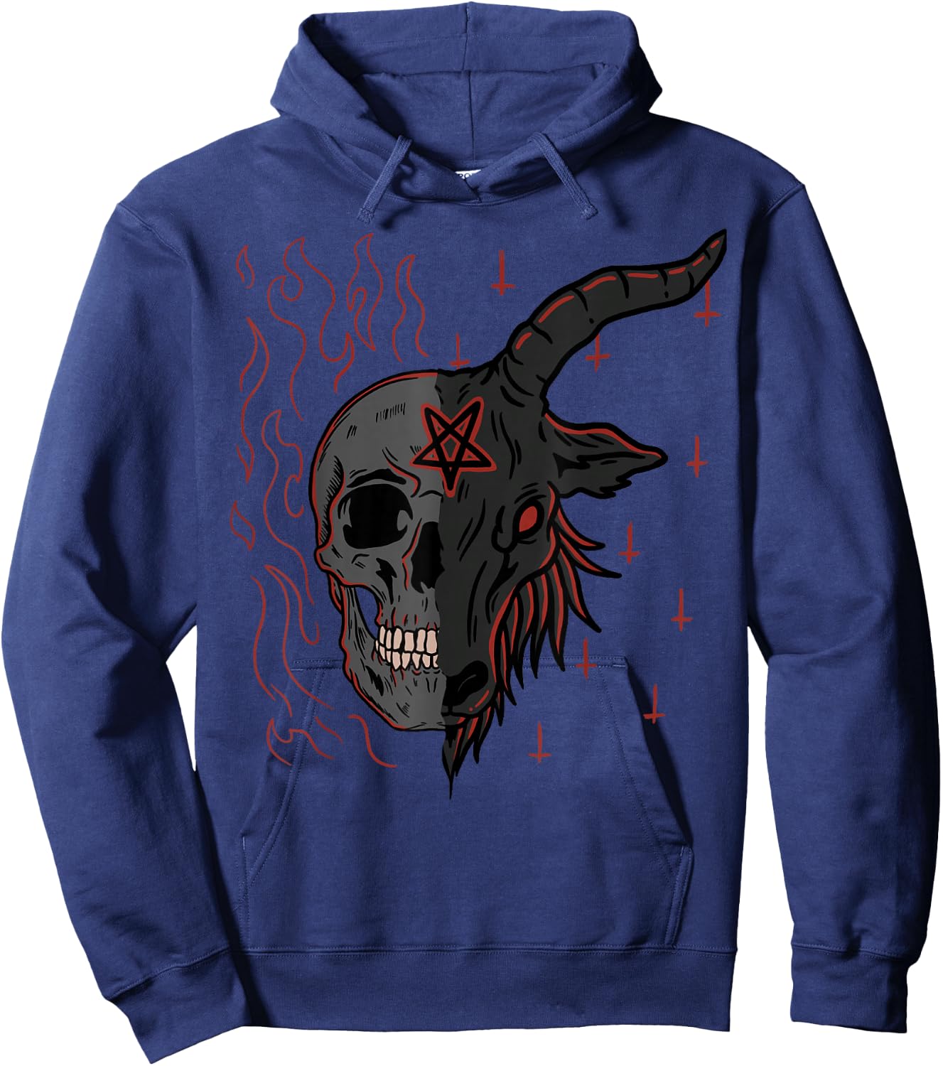 Baphomet Gothic Occult Emo Goats Hoodie - Hoodie | Navy