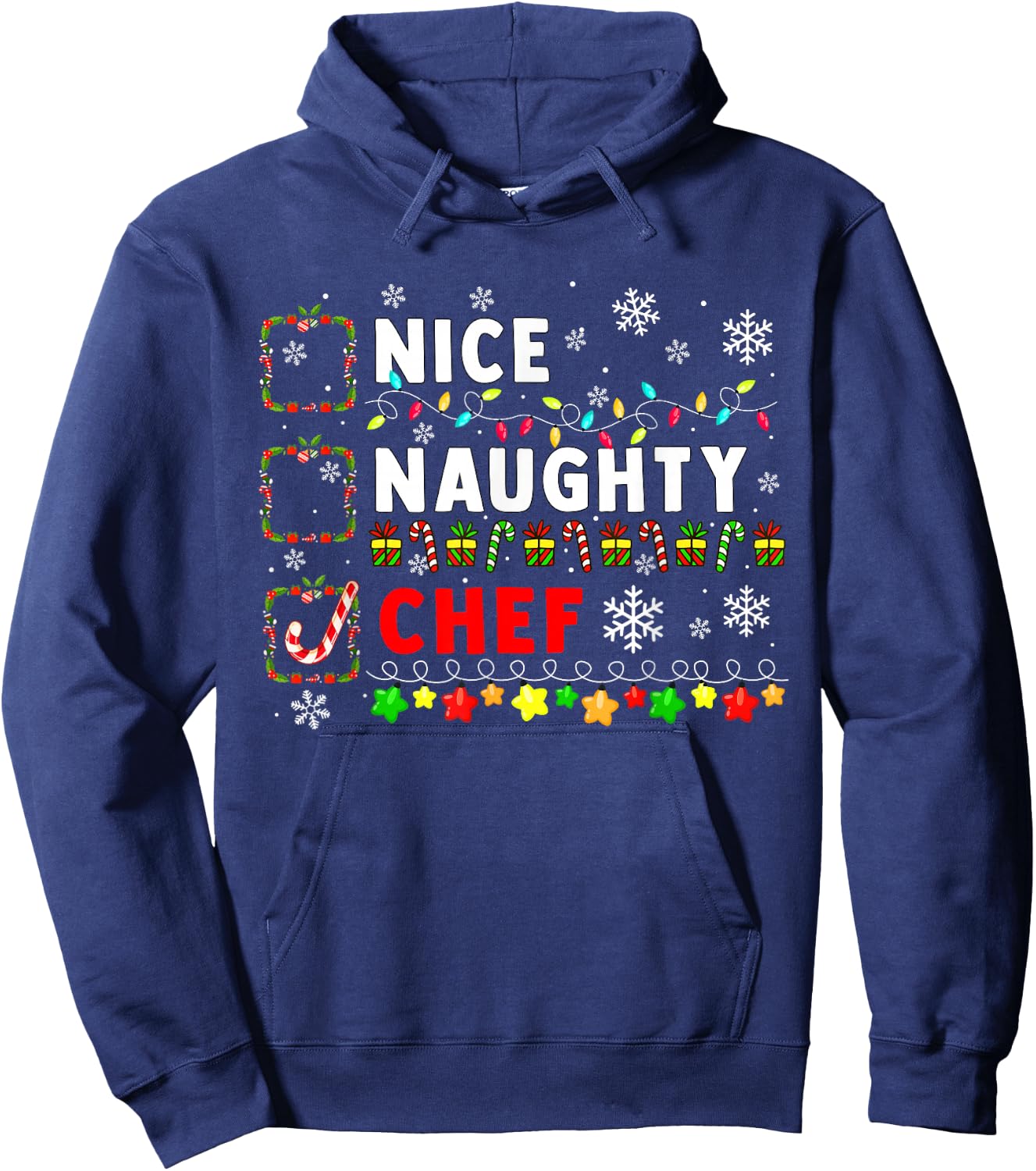 Nice Naughty Chef Christmas Colorful Matching Job Team Hoodie - Hoodie | Navy