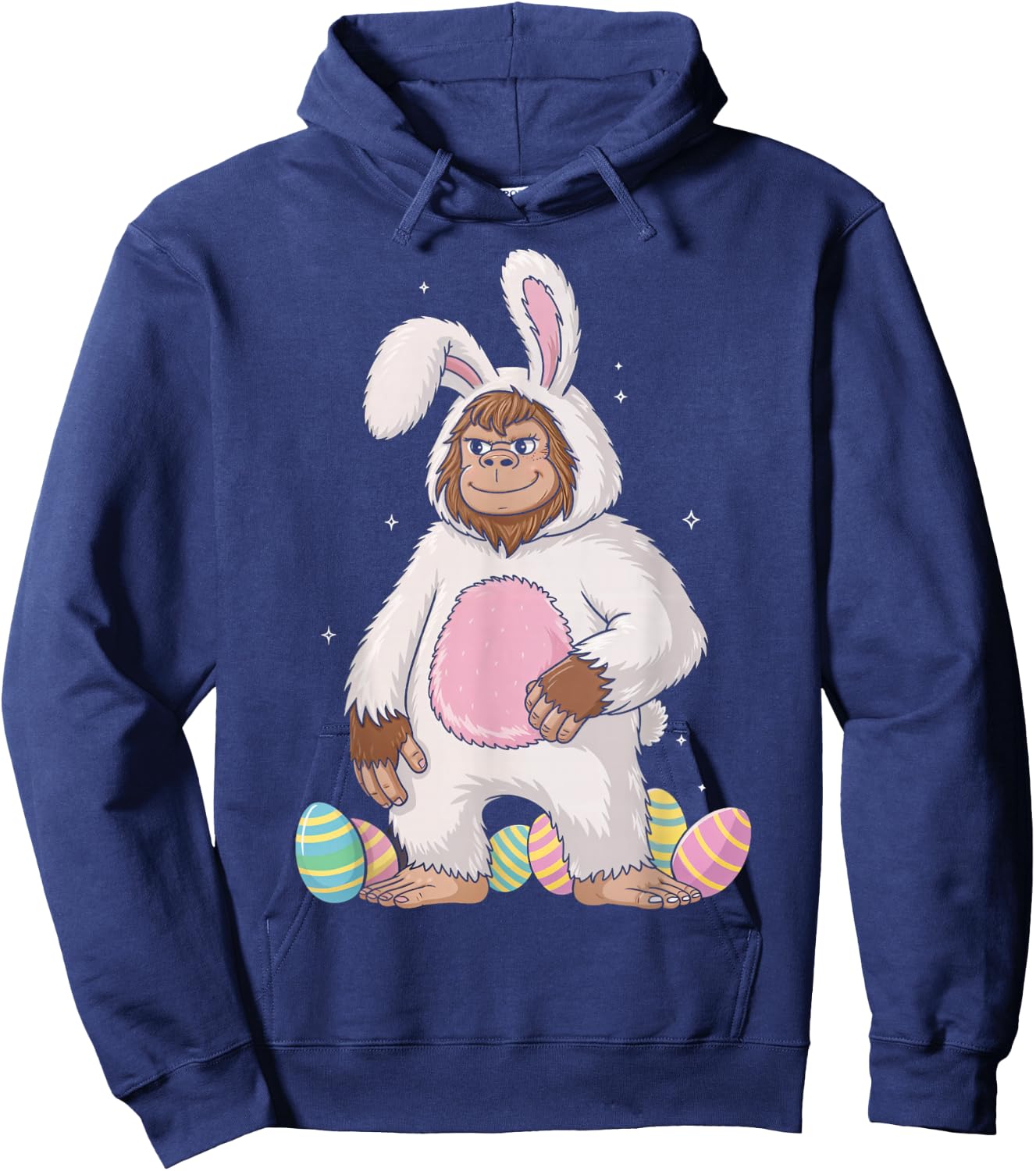 Easter Bigfoot in Bunny Costume | Sasquatch Easter Design Hoodie - Hoodie | Navy