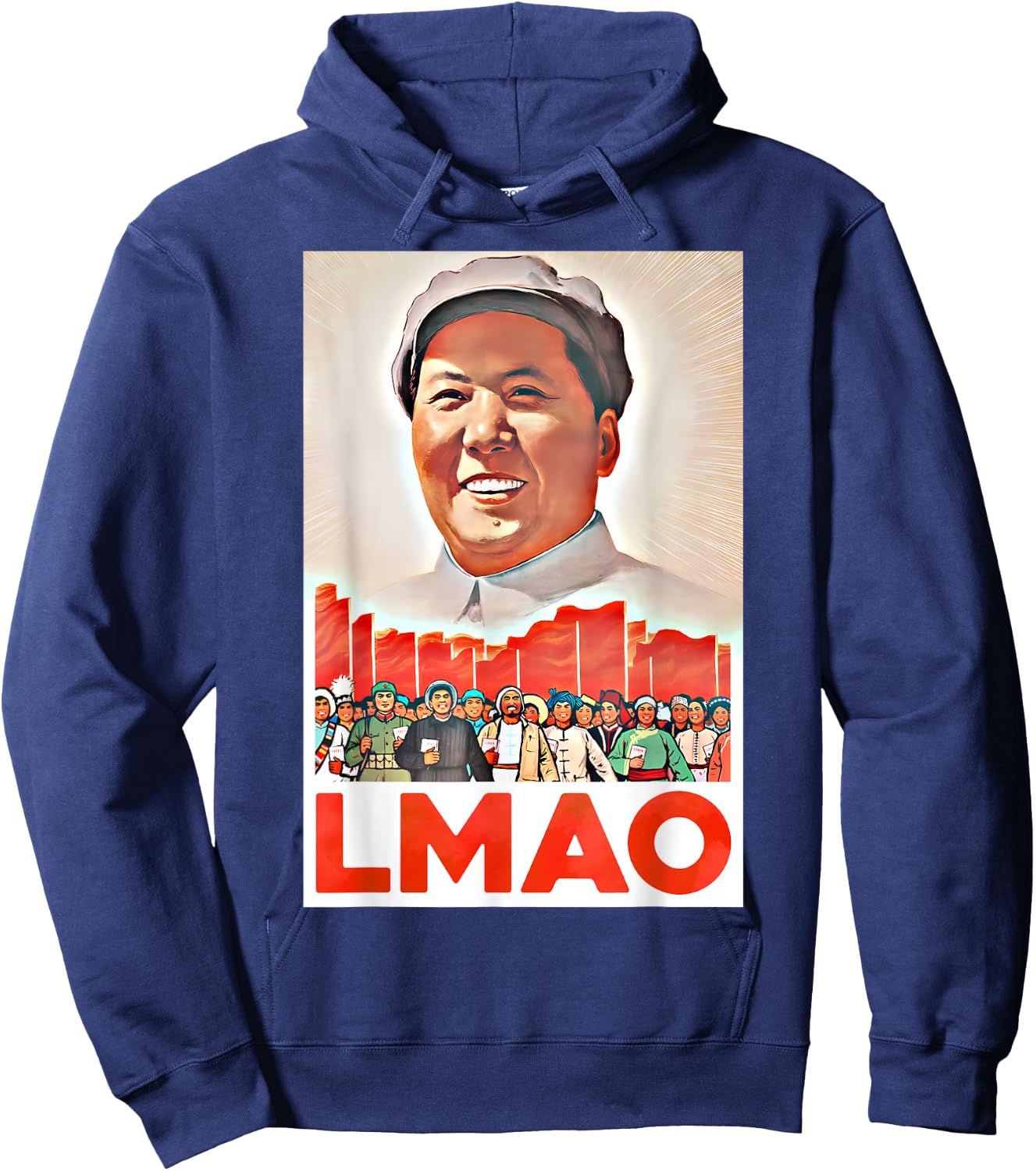LMAO Mao Zedong Chinese Communist Propaganda Poster , Black, S Hoodie - Hoodie | Navy