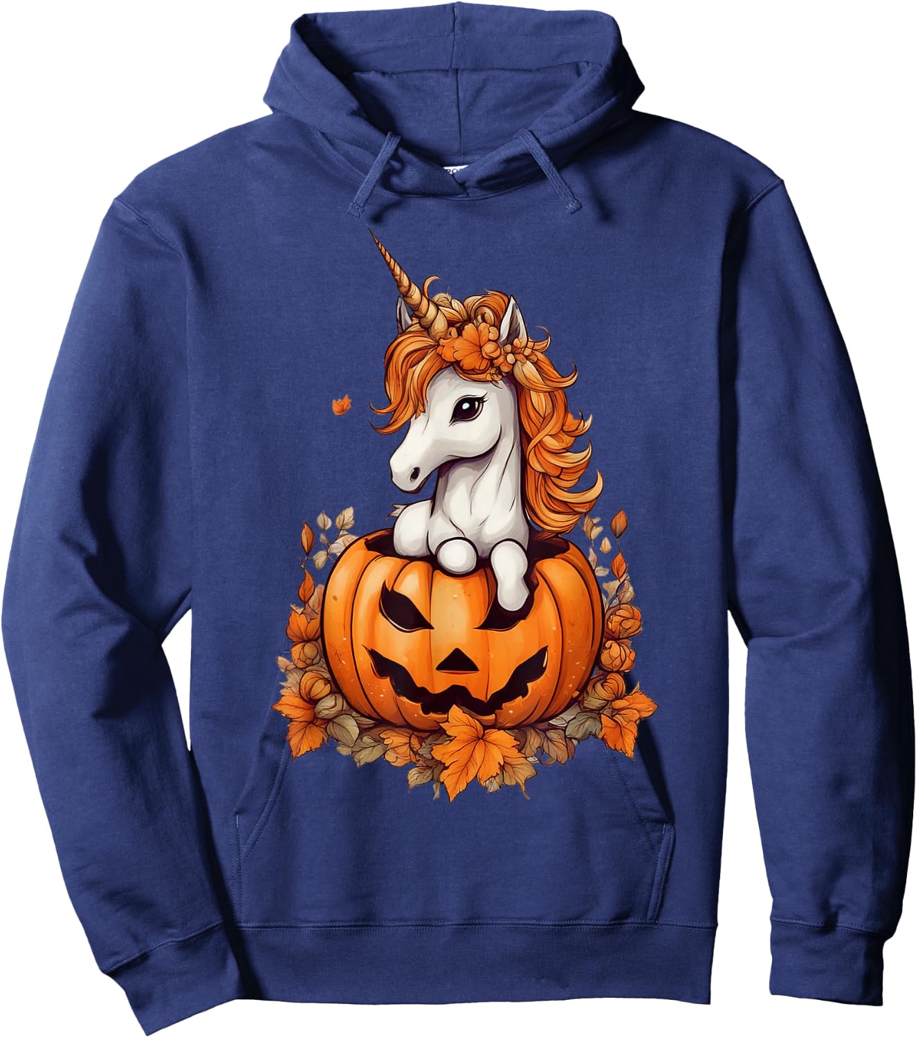 Cute Halloween Anime Kawaii Unicorn Pumpkin Girls Hoodie - Hoodie | Navy