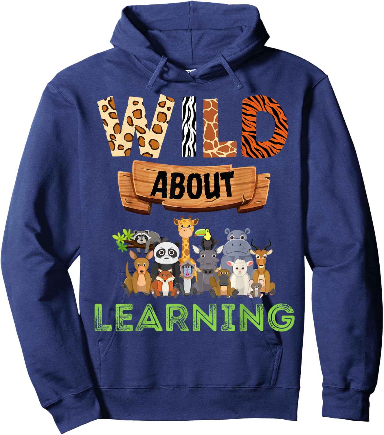 Wild About Learning Teacher Appreciation Back To School Kids Hoodie - Hoodie | Navy