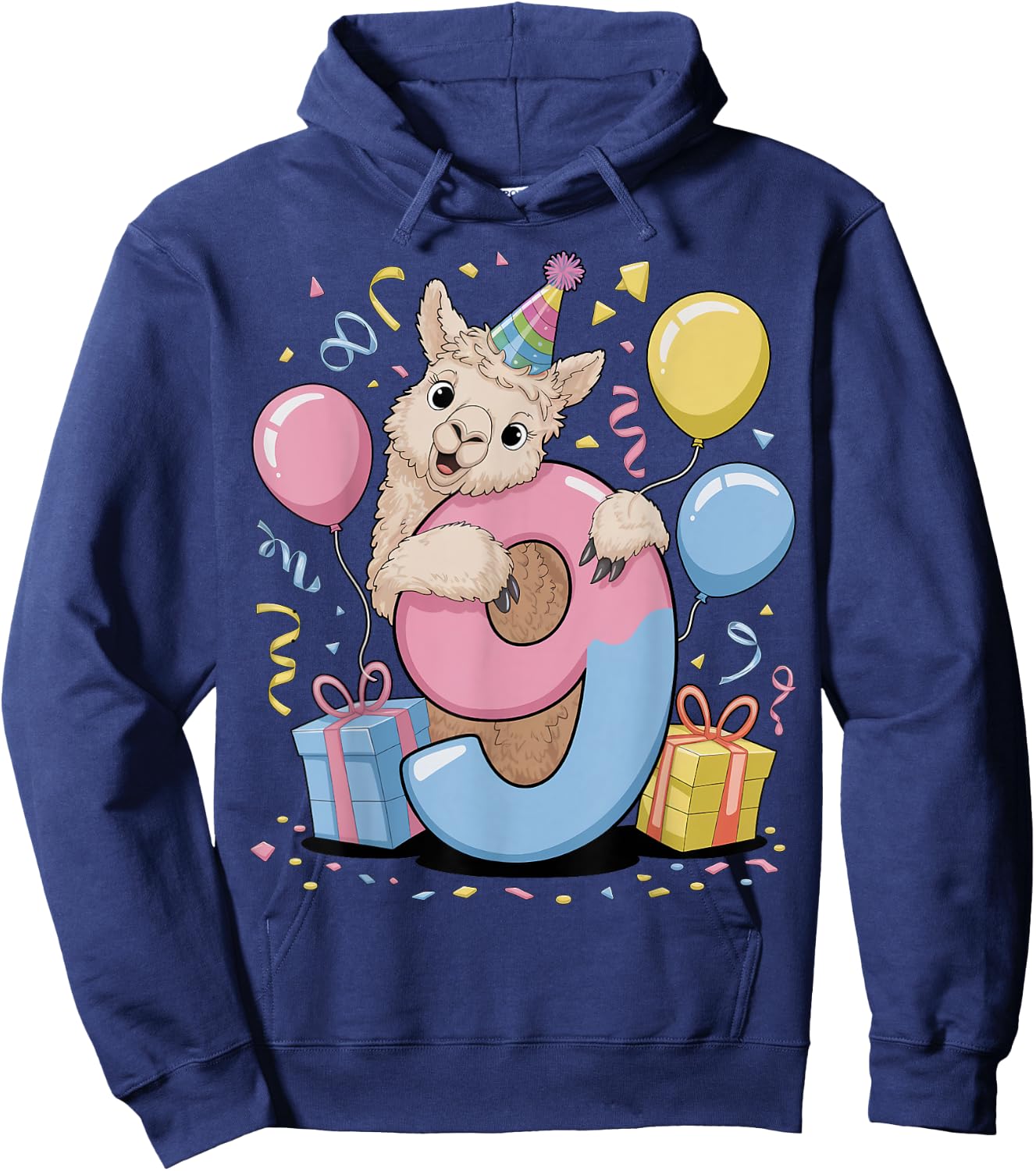 Lama Alpaka 9 Geburtstag Junge Mädchen 9 Jahre alt Lama Alpaka Hoodie - Hoodie | Navy