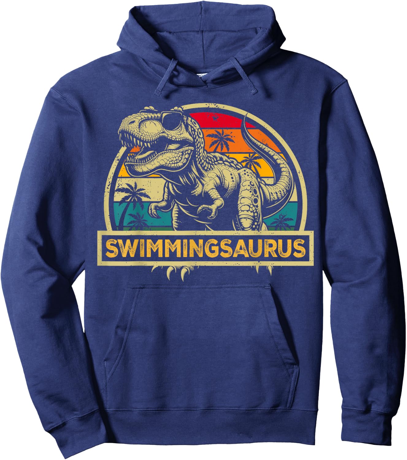 Swimmingsaurus TRex Dinosaur Swimming Saurus Family Matching Hoodie - Hoodie | Navy
