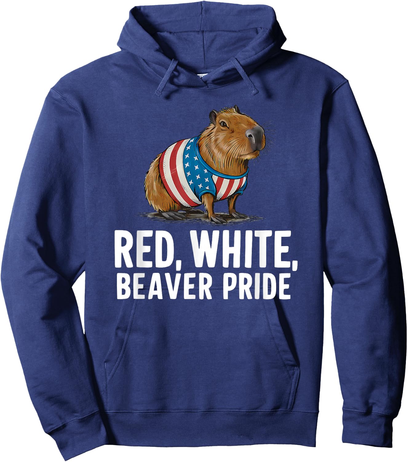 Red White Beaver Pride American Flag Patriotic 4th Of July Hoodie - Hoodie | Navy