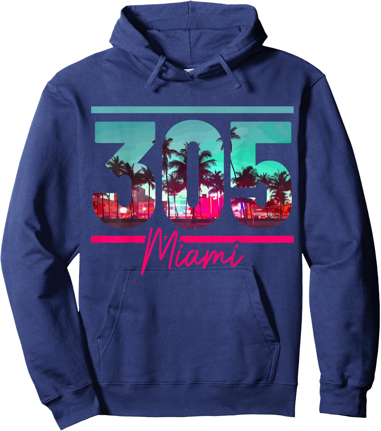 Miami 305 Vorwahl Florida Vintage Palmen Pride Retro Hoodie - Hoodie | Navy