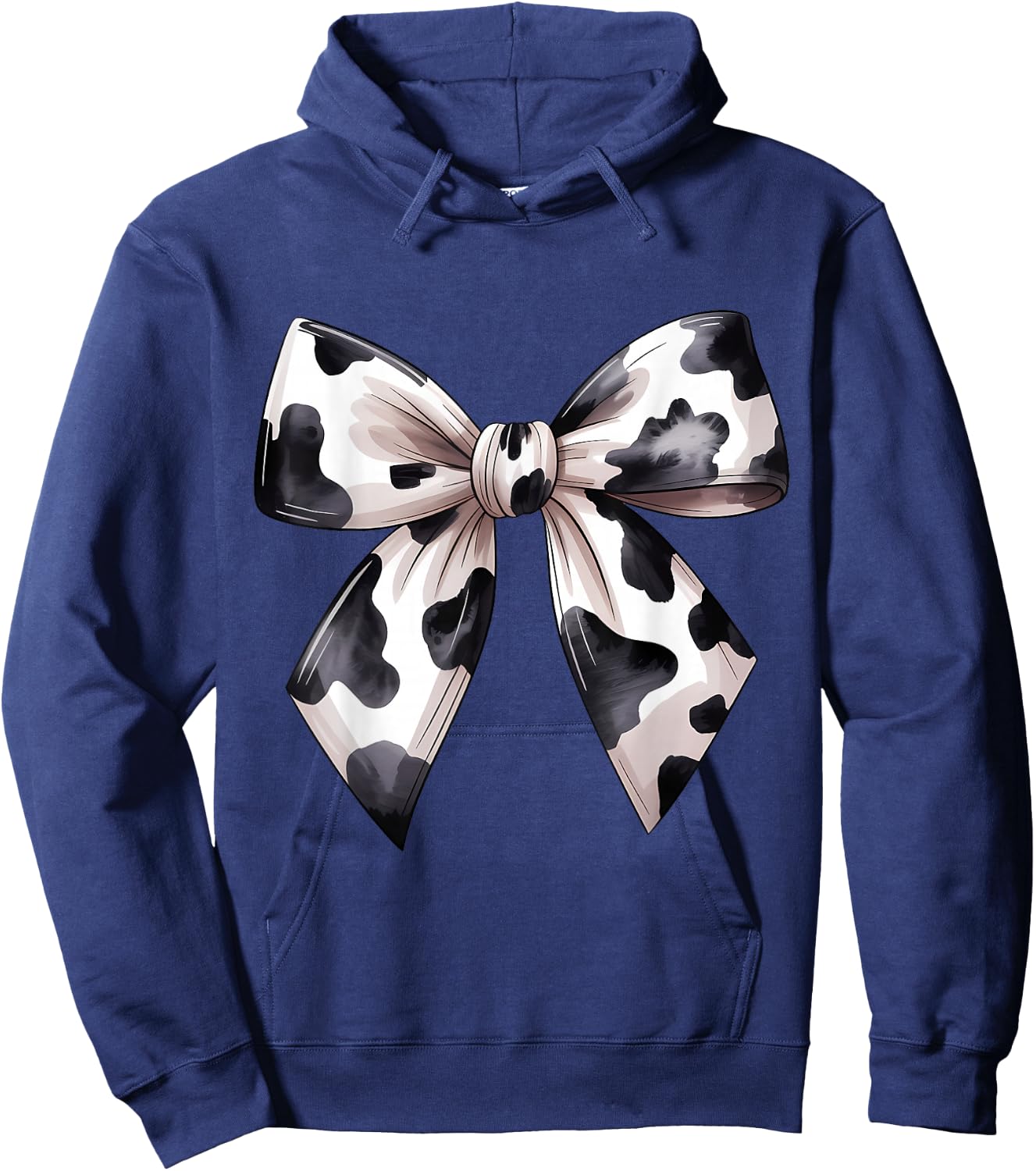 Cow Pattern Coquette Bow Cowprint Cute Cow Lover Hoodie - Hoodie | Navy