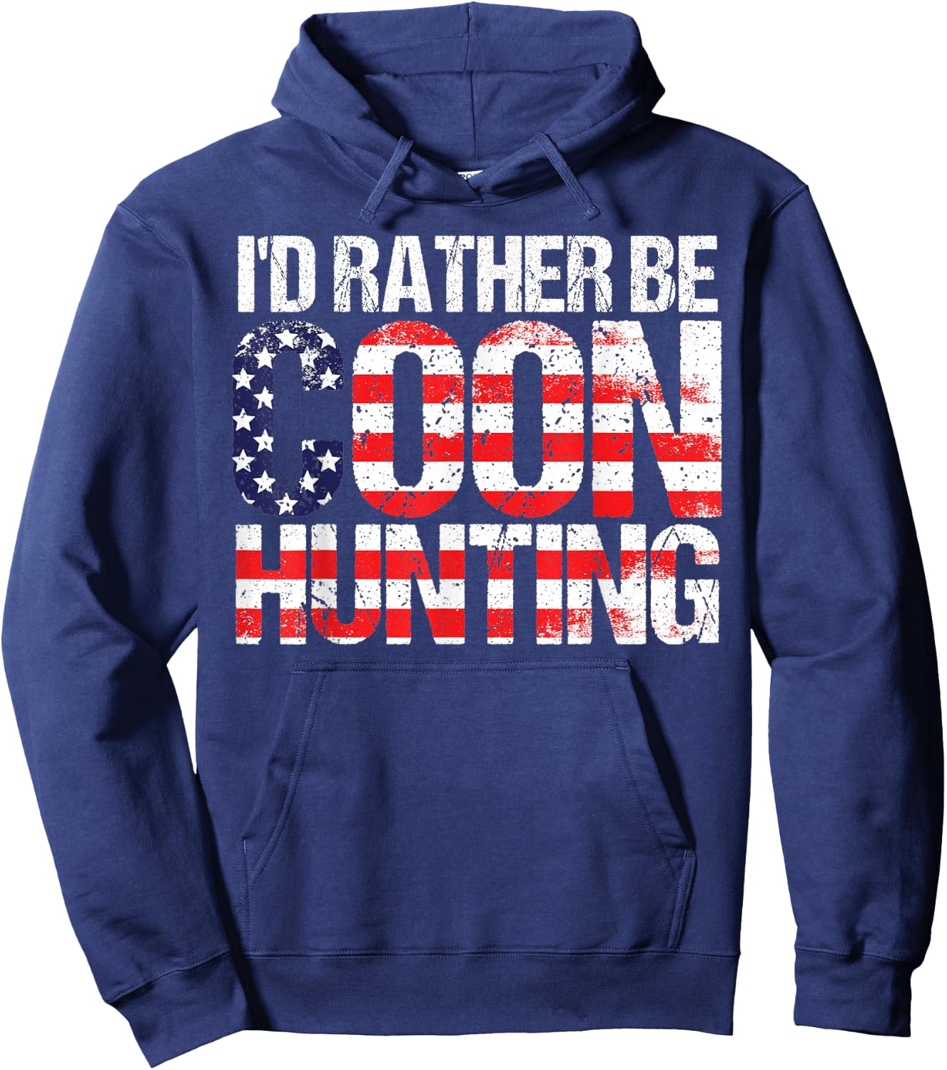 Coon Hunting Shirt American Flag Funny Raccoon Hunting Hoodie - Hoodie | Navy