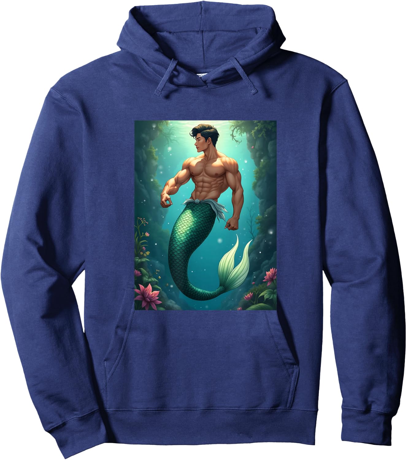 LGBTQ Transgender Gay Muscle Daddy Asian Mermaid Gay Merman Hoodie - Hoodie | Navy