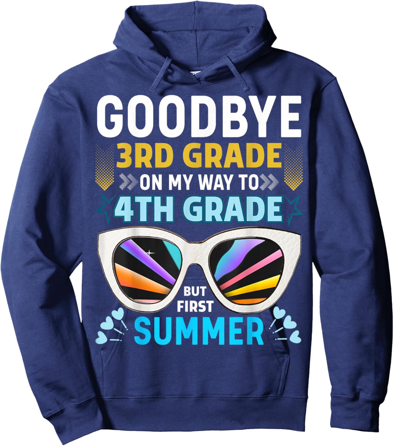 Goodbye 3rd Grade 4th Grade Hello Summer Graduation Kids Hoodie - Hoodie | Navy