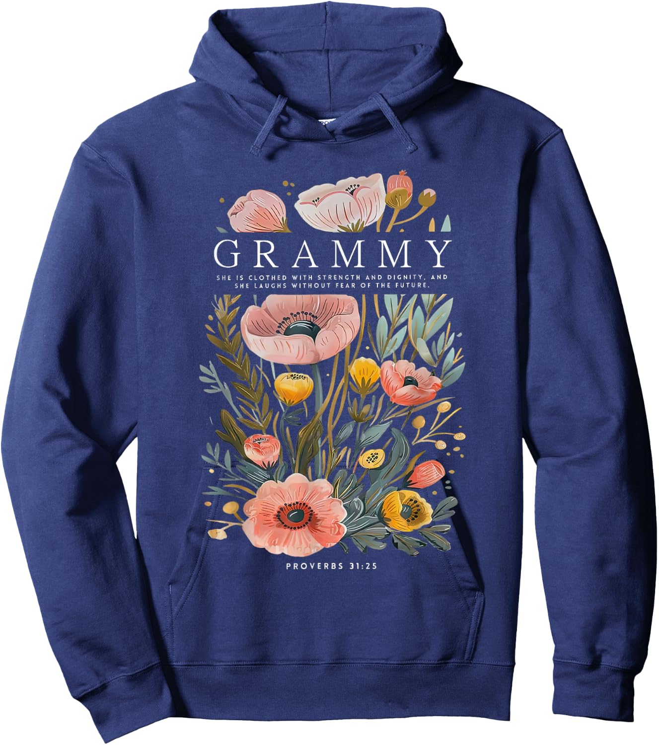 Grammy She is Clothed With Strength & Dignity Flowers Women Hoodie - Hoodie | Navy