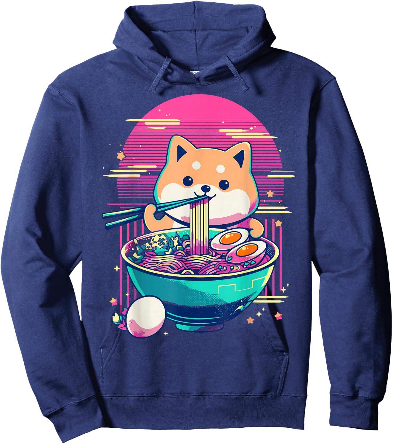 Anime Shiba Inu Eating Ramen Japanese Ramen Japan Hoodie - Hoodie | Navy