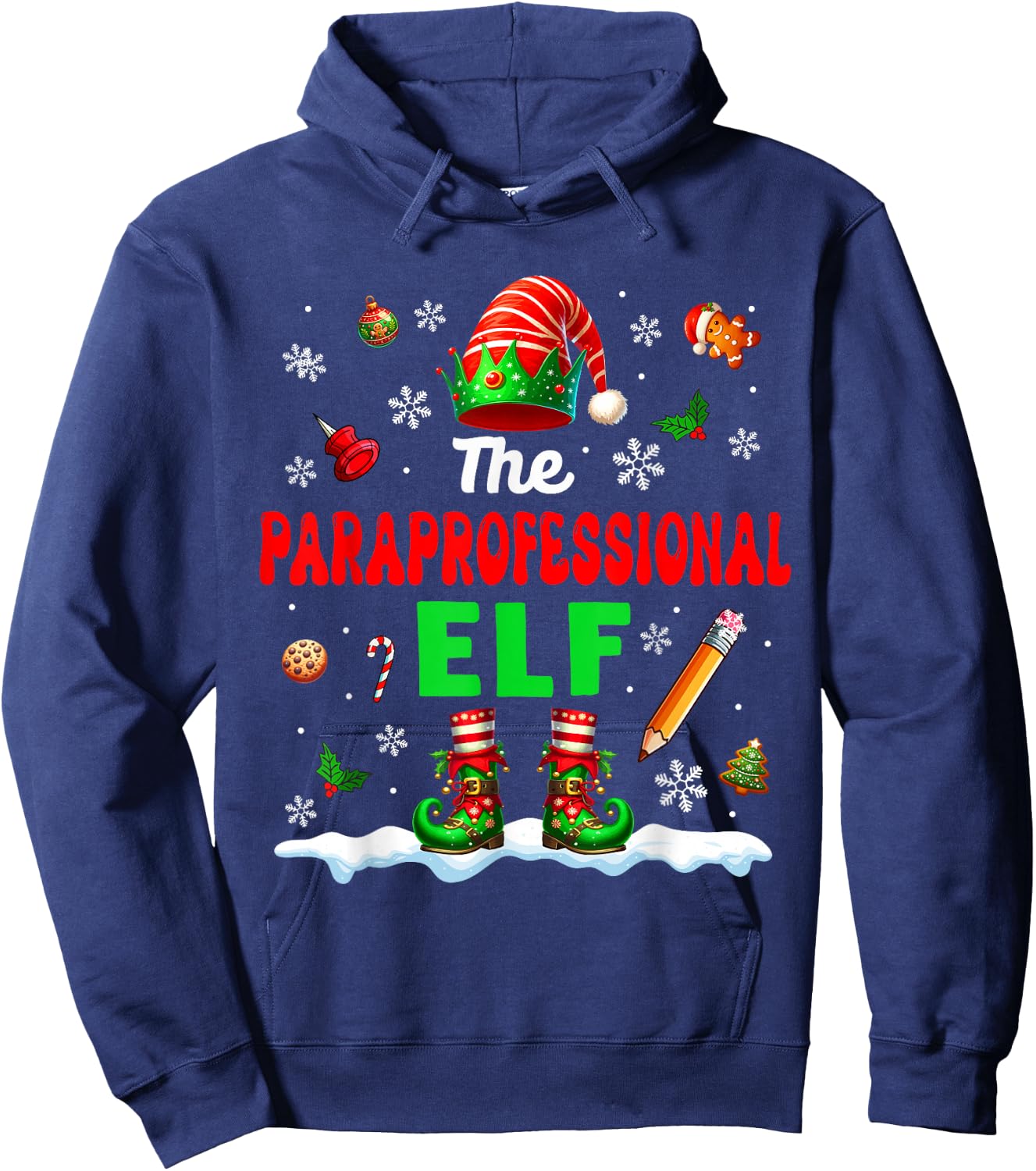The Paraprofessional Elf Christmas Job Team Matching Party Hoodie - Hoodie | Navy