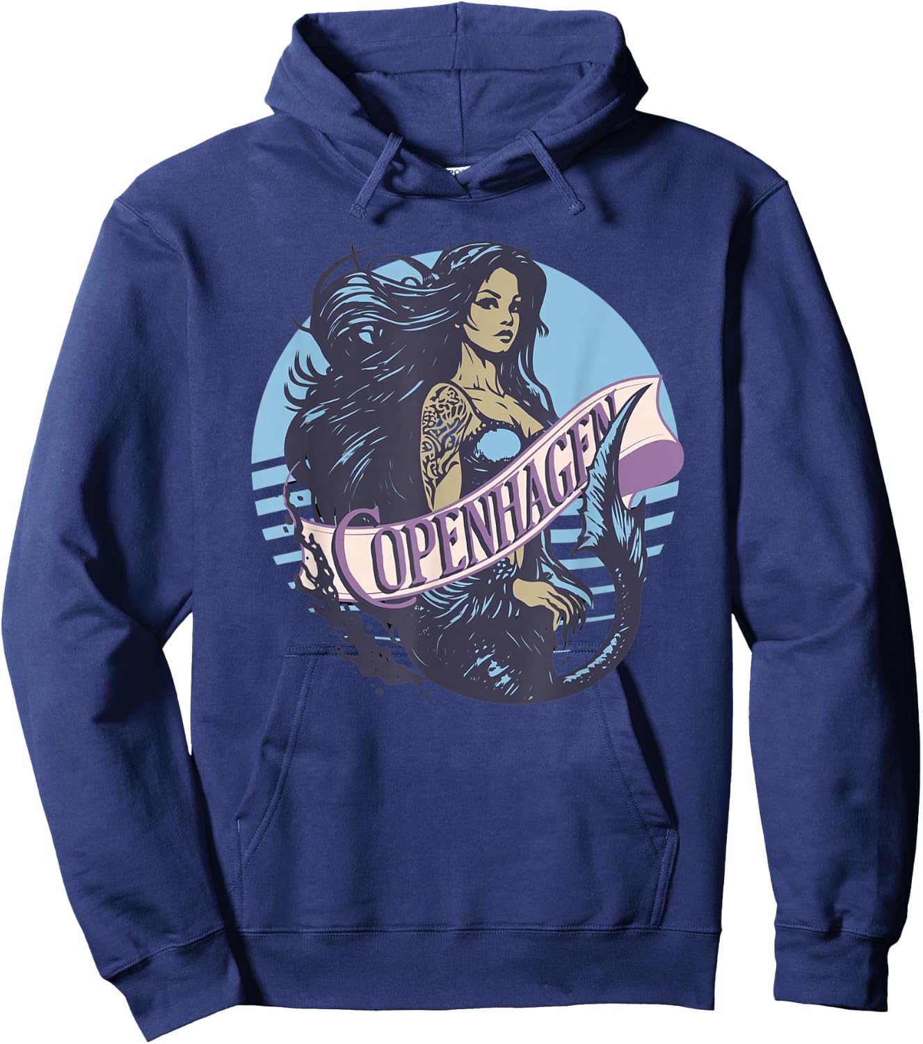 Retro Vintage African American Mermaid Copenhagen Mermaid Hoodie - Hoodie | Navy