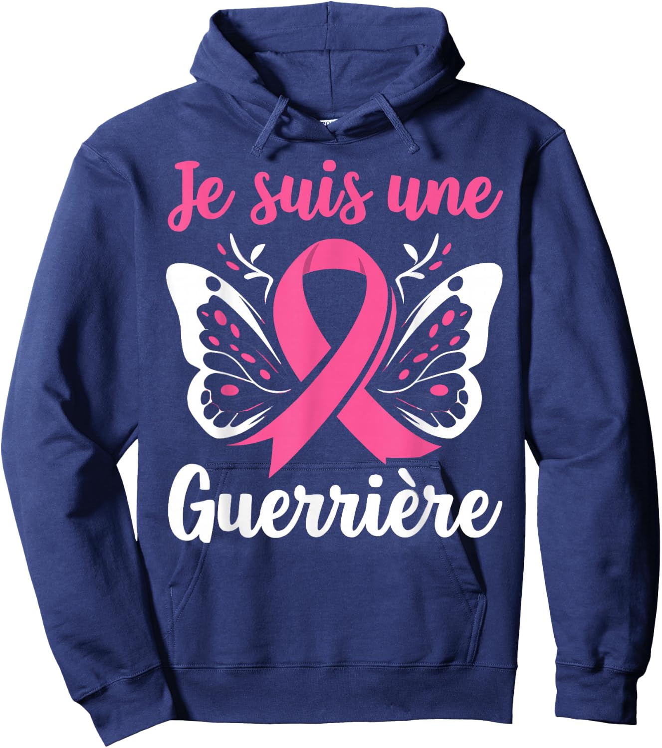 I Am A Warrior October Pink Breast Cancer Support Hoodie - Hoodie | Navy