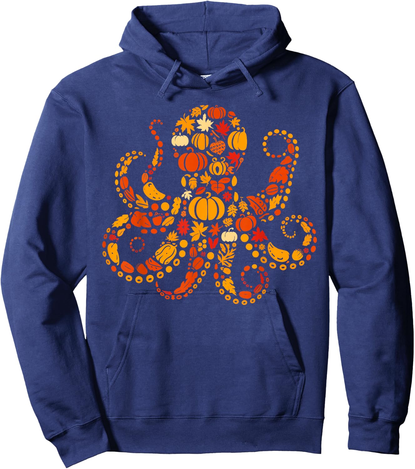 Autumn Pumpkin Fall Octopus Thanksgiving Kids Hoodie - Hoodie | Navy